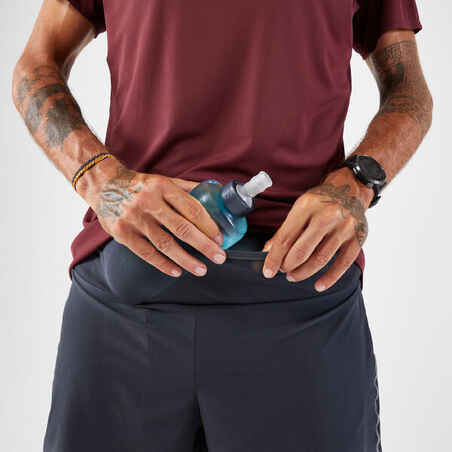 Men's Trail Running Long-Distance Shorts 2in1-KIPRUN Run Ultra 900-Grey