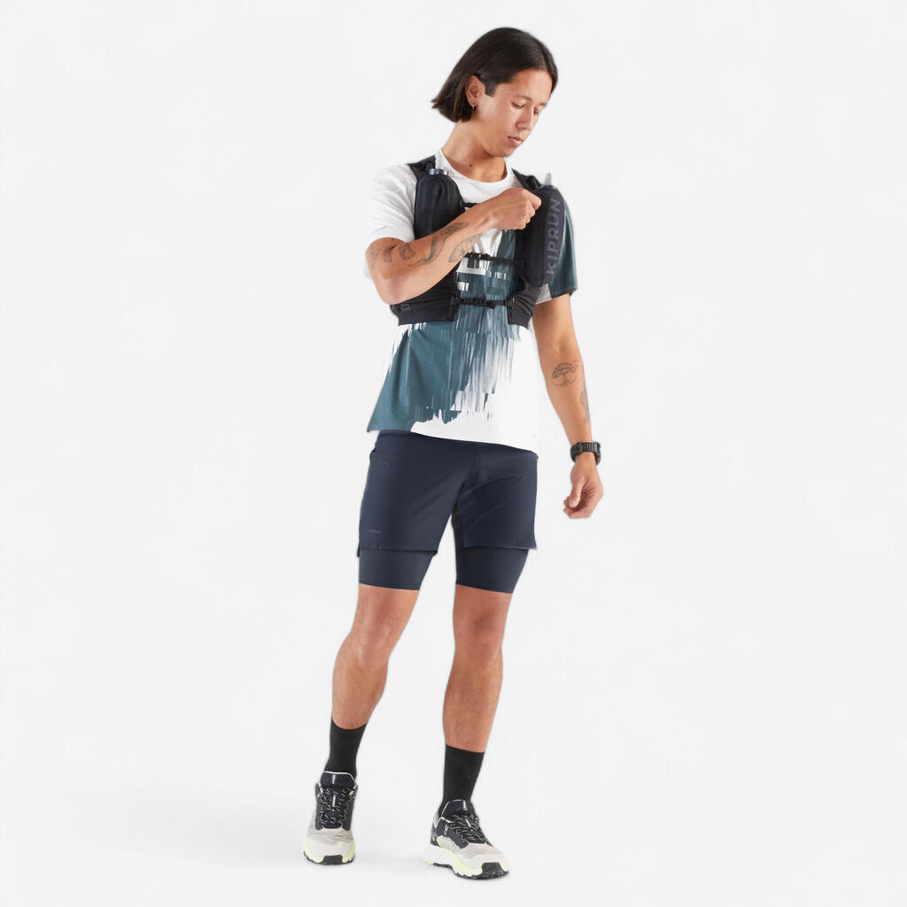 Šorts za trčanje na duge staze Kiprun Run Ultra 900 2 u 1 muški zeleni