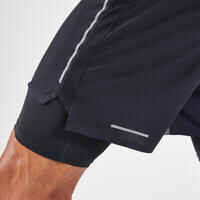 Men's Trail Running Long-Distance Shorts 2in1-KIPRUN Run Ultra 900-Grey
