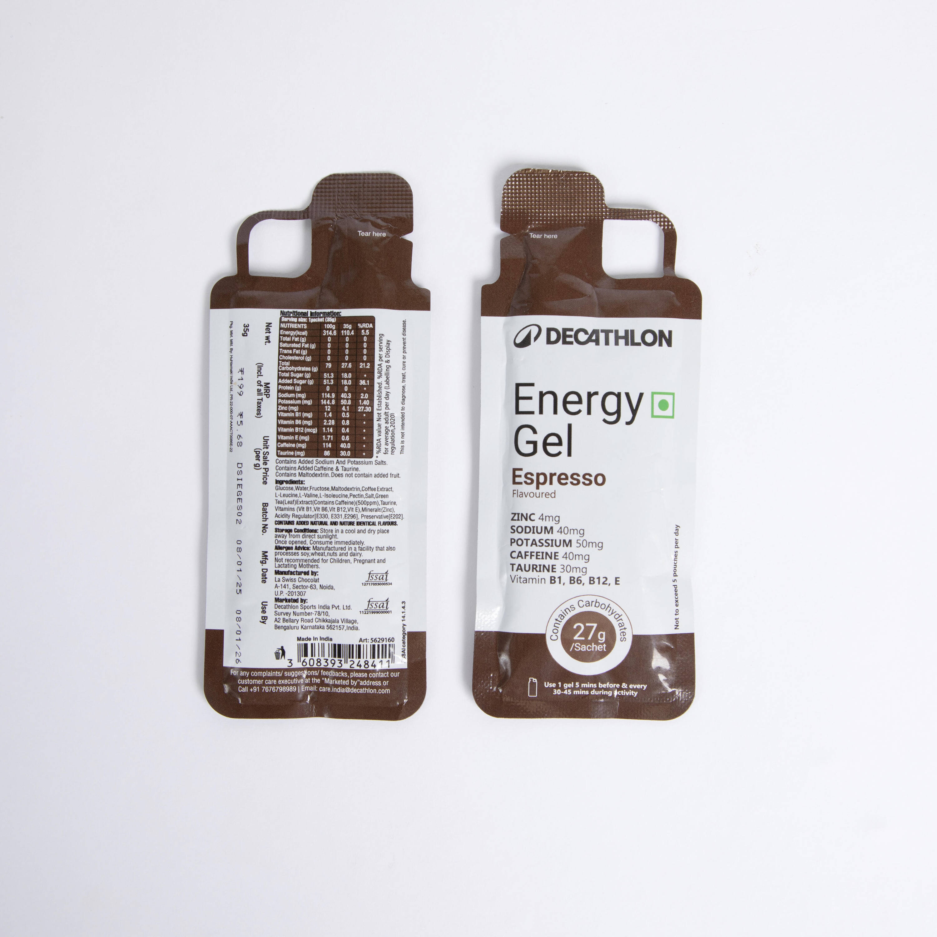 Energy Gel for Sports with 27g Carbohydrates - Espresso Flavored -  4