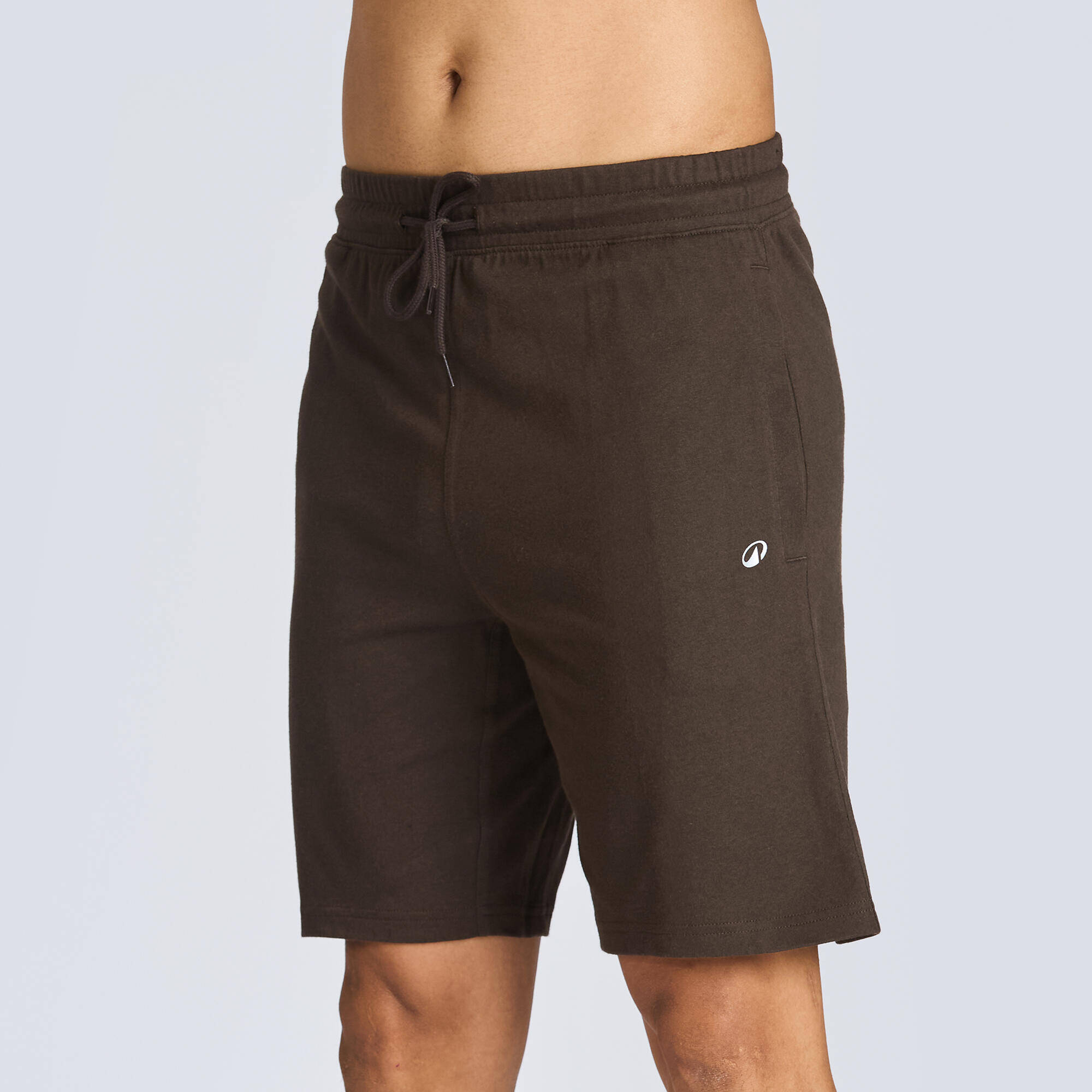 Men's Plain Regular Shorts with Adjustable Strings 500 - Ebony Brown -  4