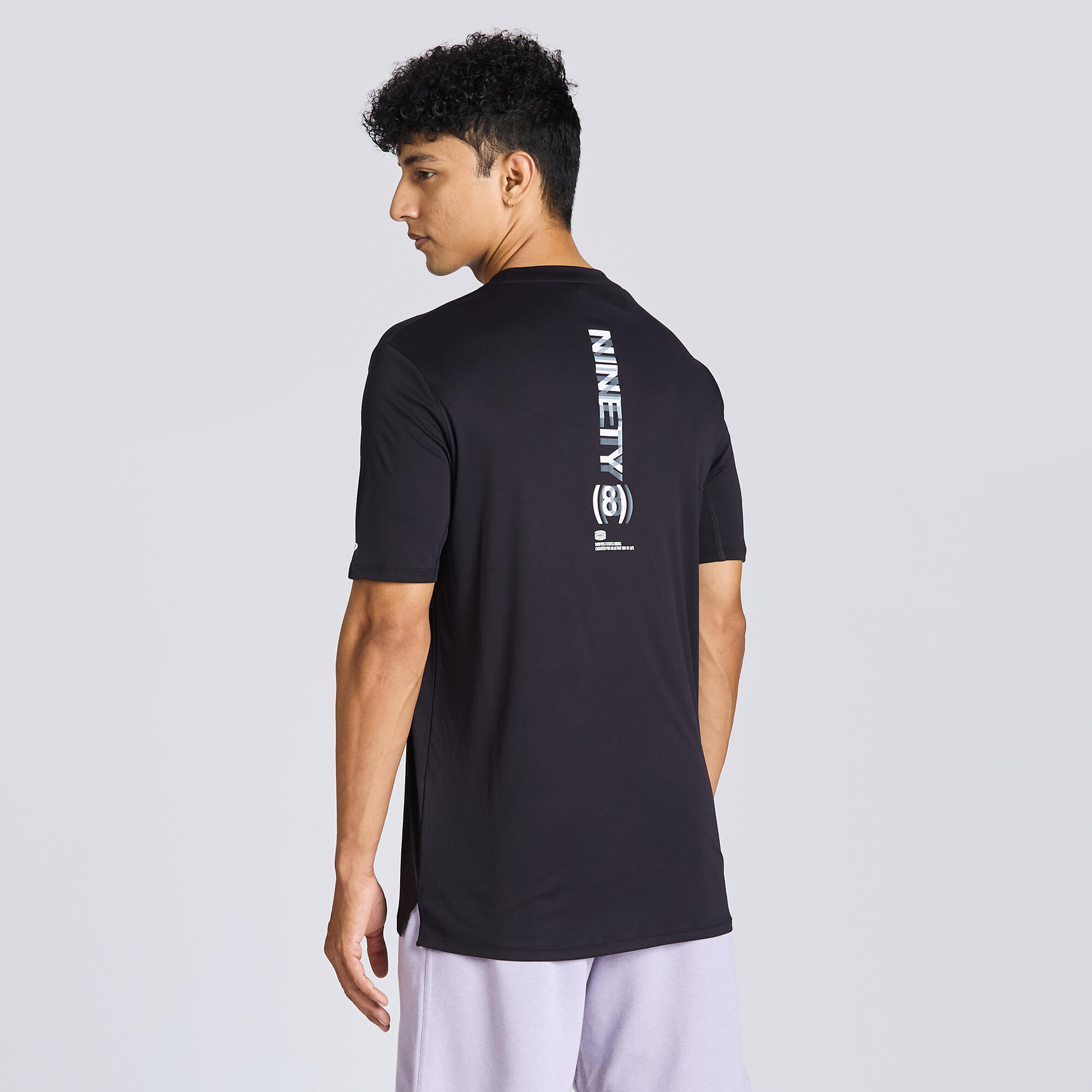 Men's Short-Sleeved Crew Neck Breathable Fitness T-Shirt - Black