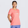 Women's Cotton Crew Neck Short Sleeved T-Shirt Run 500 - Pomelo Pink
