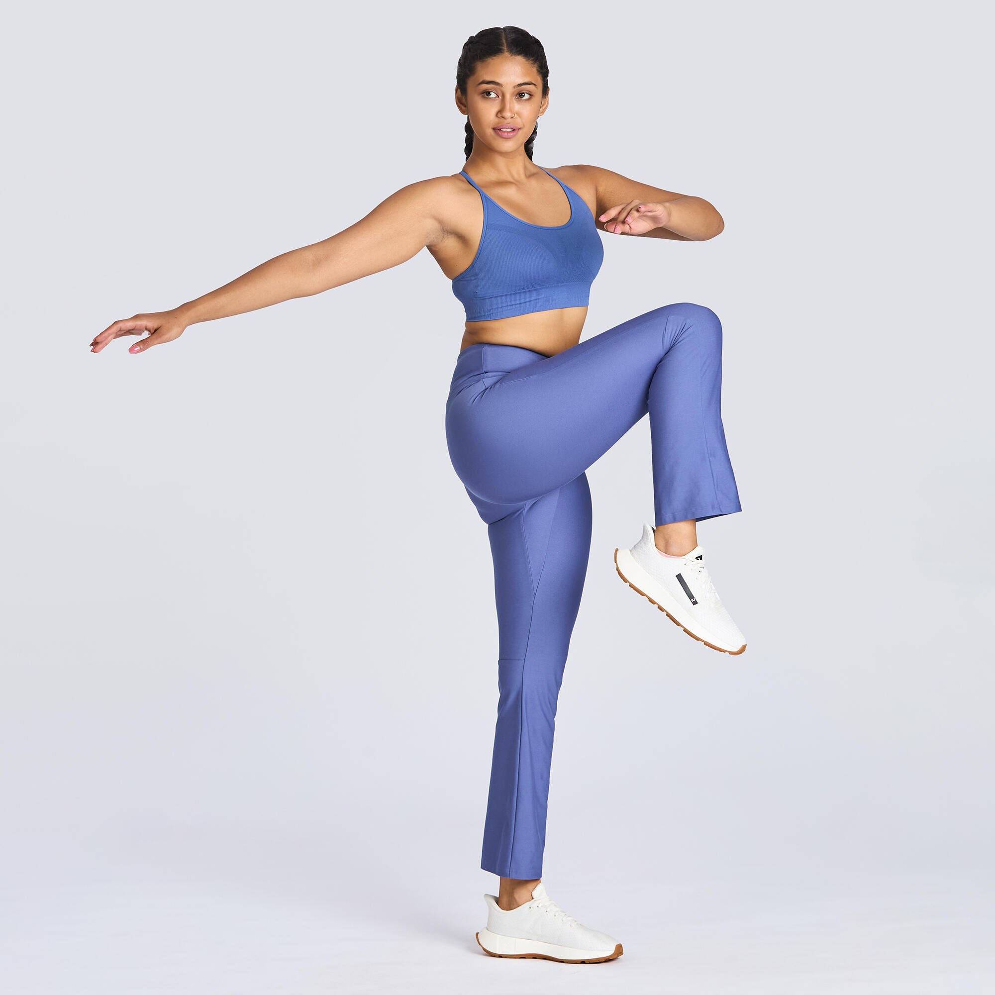 Women Gym Trackpants, Flared and Stretchable, Quick Dry, Opaque Fabric - Blue