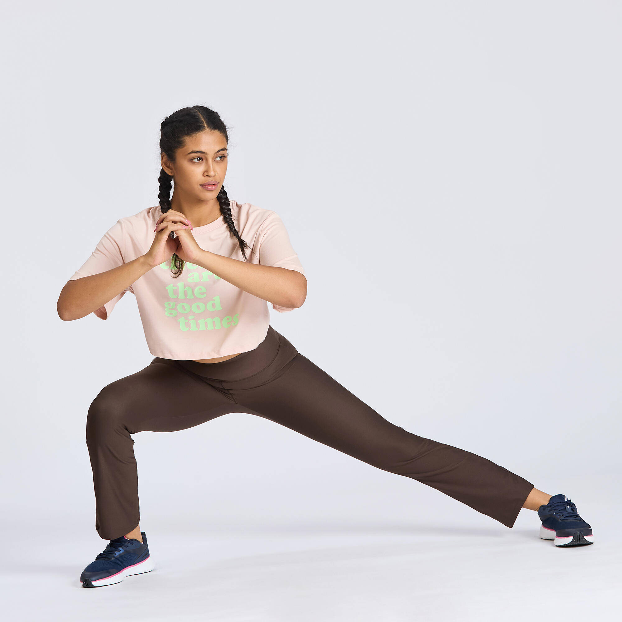 Women Gym Trackpants, Flared and Stretchable, Quick Dry, Opaque Fabric - Brown -  3