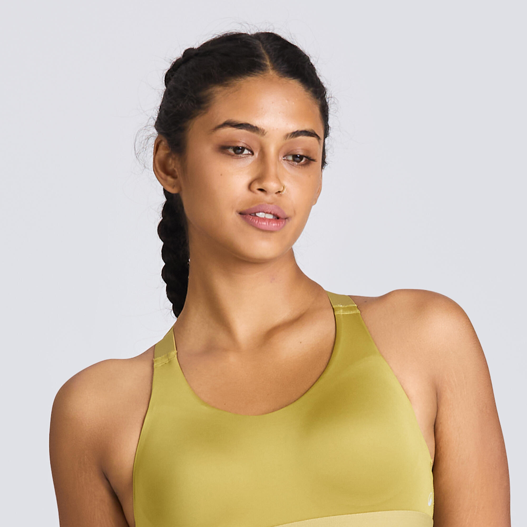 Women's High Support Adjustable Sports Bra with Cups 900- Mangrove Khaki