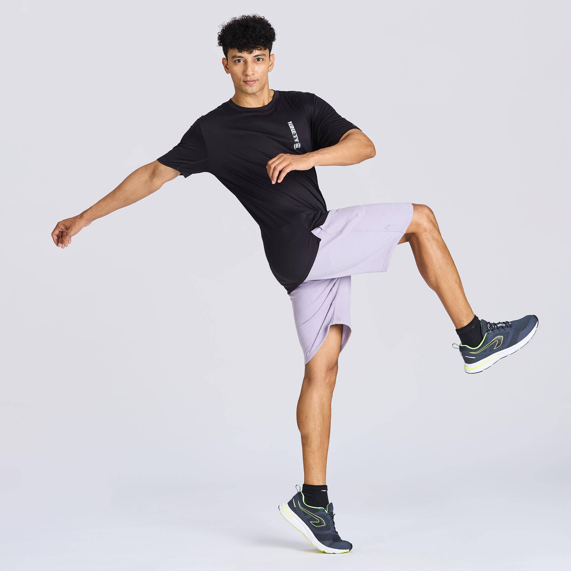 Men's Short-Sleeved Crew Neck Breathable Fitness T-Shirt - Black -  2