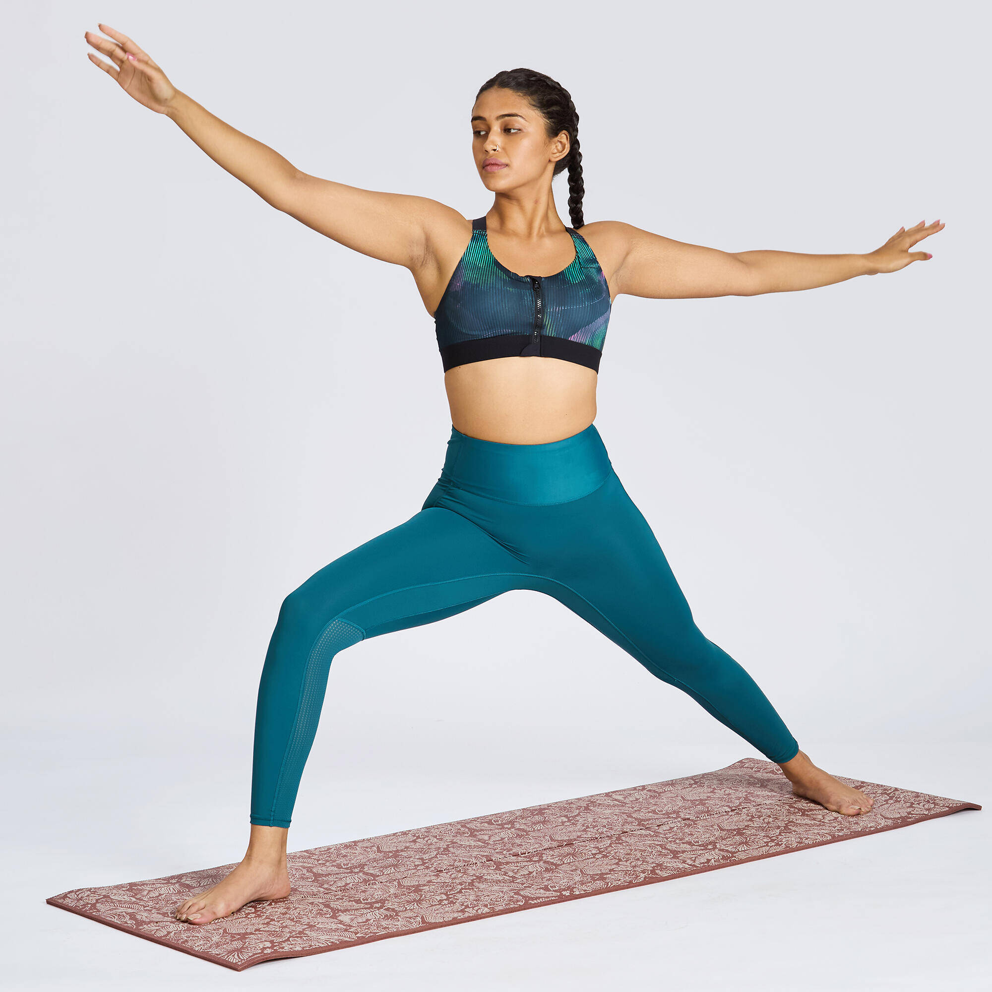 8 mm Grippy and Comfortable Gentle Yoga Mat - Beige/Brown Print -  2