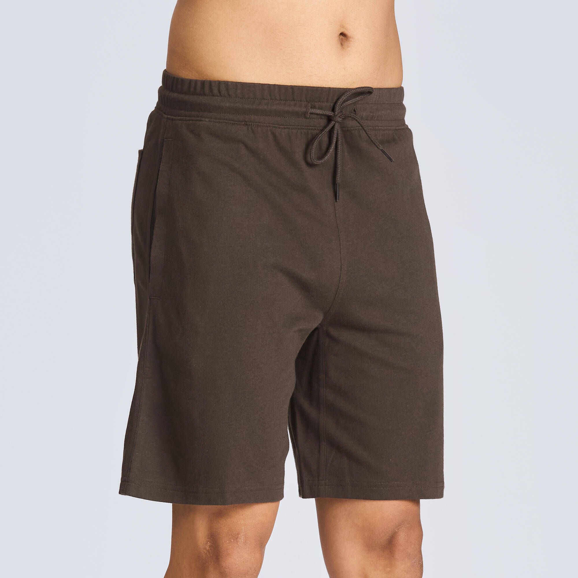 Men's Plain Regular Shorts with Adjustable Strings 500 - Ebony Brown -  3