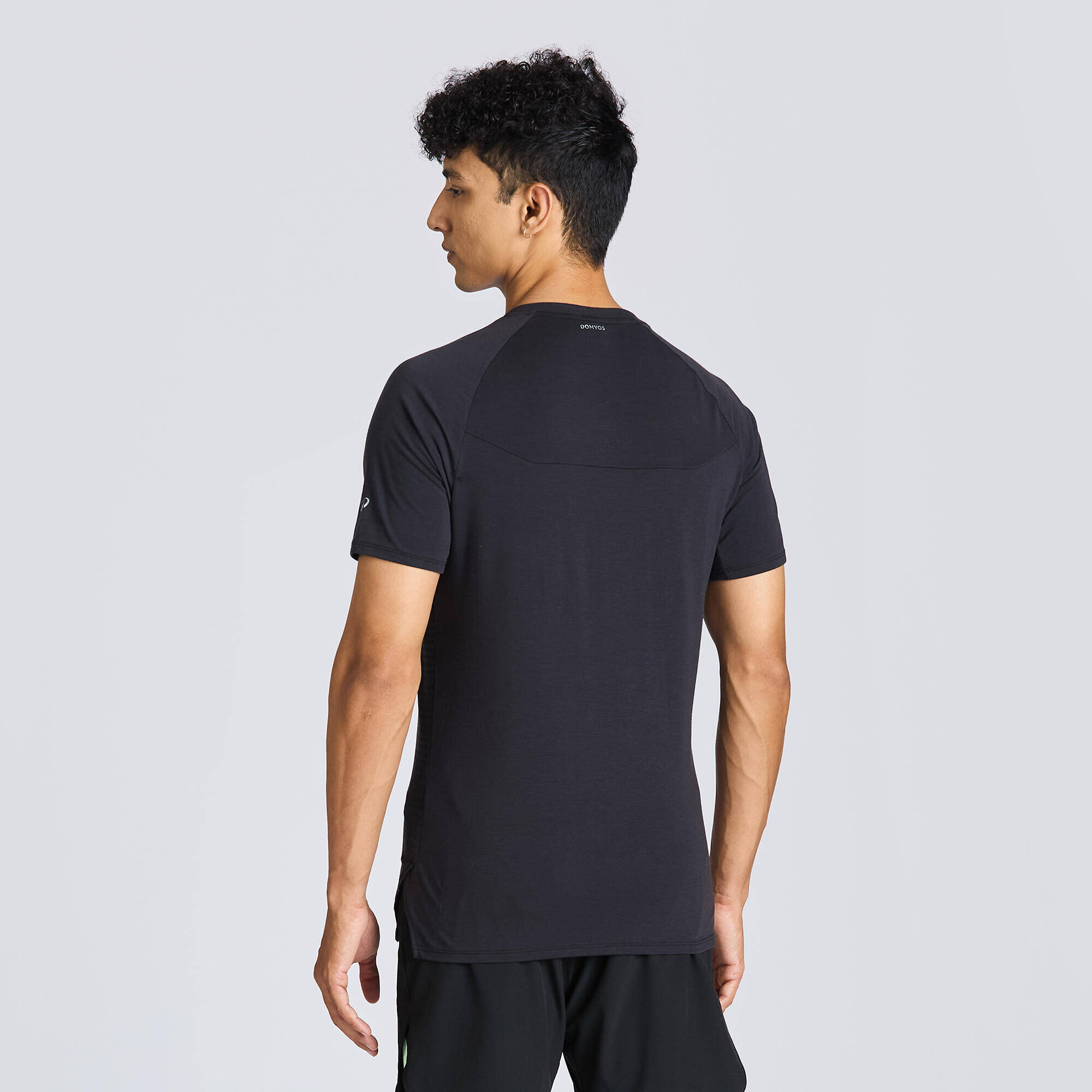 Crew Neck Breathable Plain T-Shirt for Men - Smoked Black -  5
