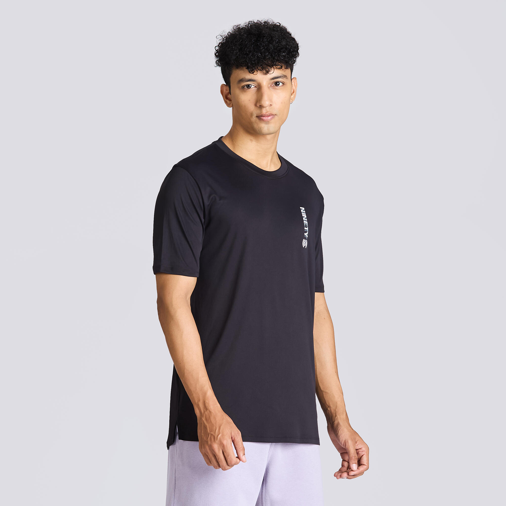 Men's Short-Sleeved Crew Neck Breathable Fitness T-Shirt - Black