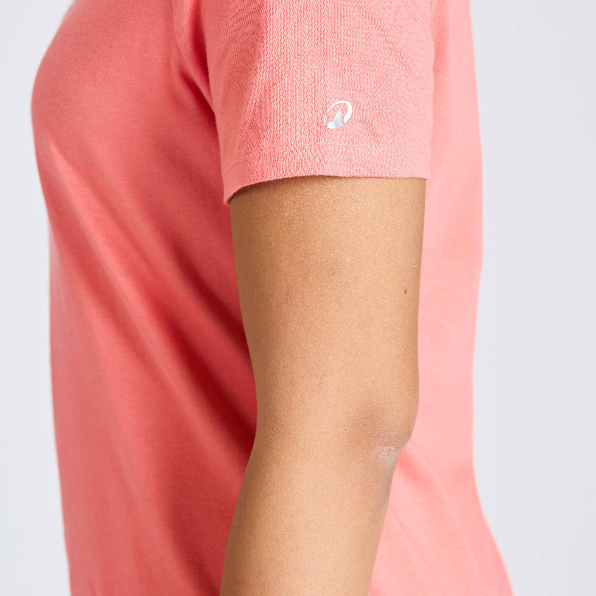 Women's Cotton Crew Neck Short Sleeved T-Shirt Run 500 - Pomelo Pink -  5