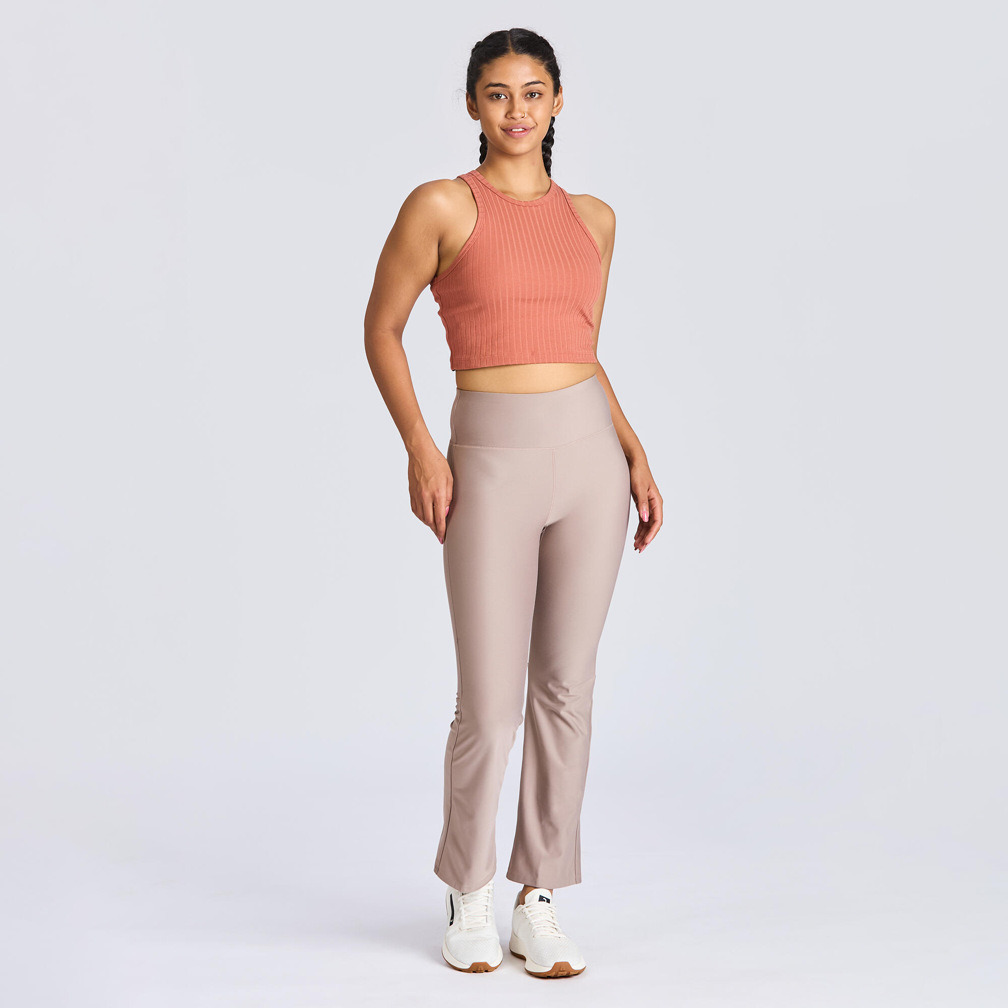 Women's Crew Neck Cropped Tank Top 520 - Sepia Brown