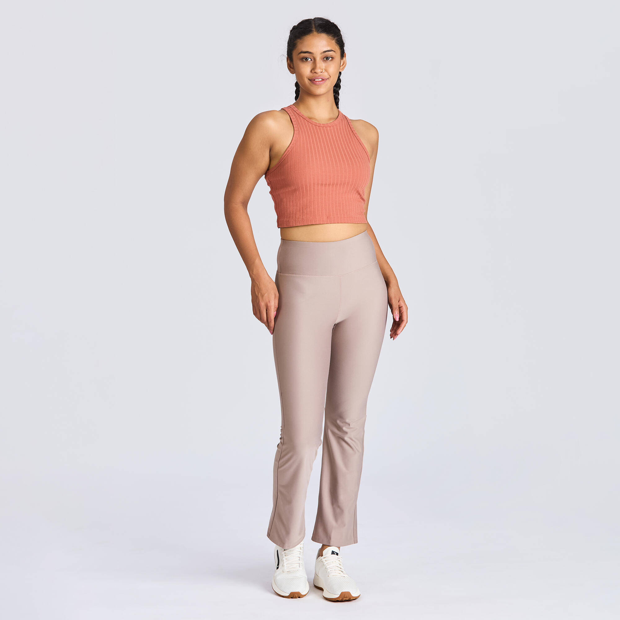 Women's Crew Neck Cropped Tank Top 520 - Sepia Brown -  2