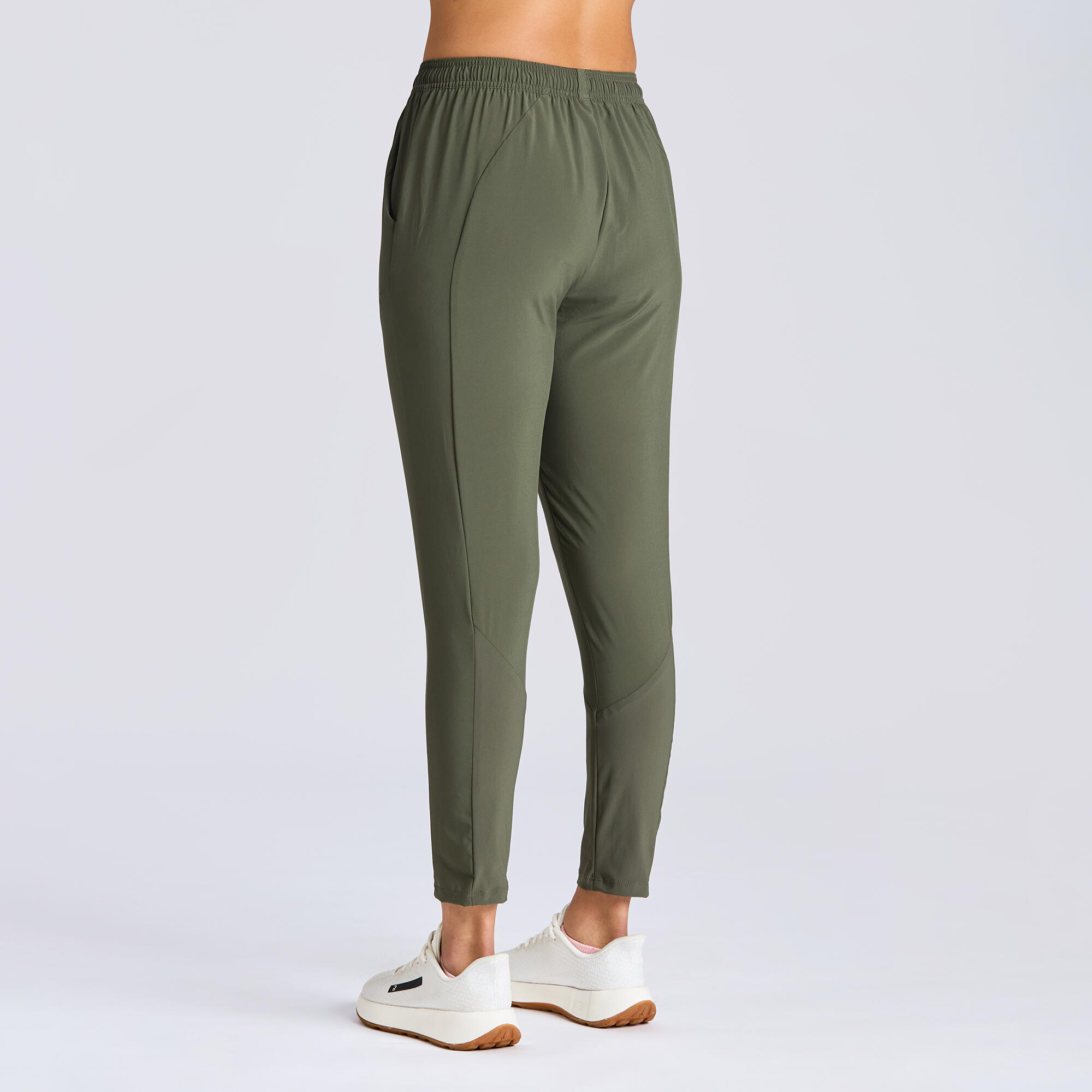 Long Breathable Mid-Waist  Run 100 Trousers for Women  - Khaki Green
