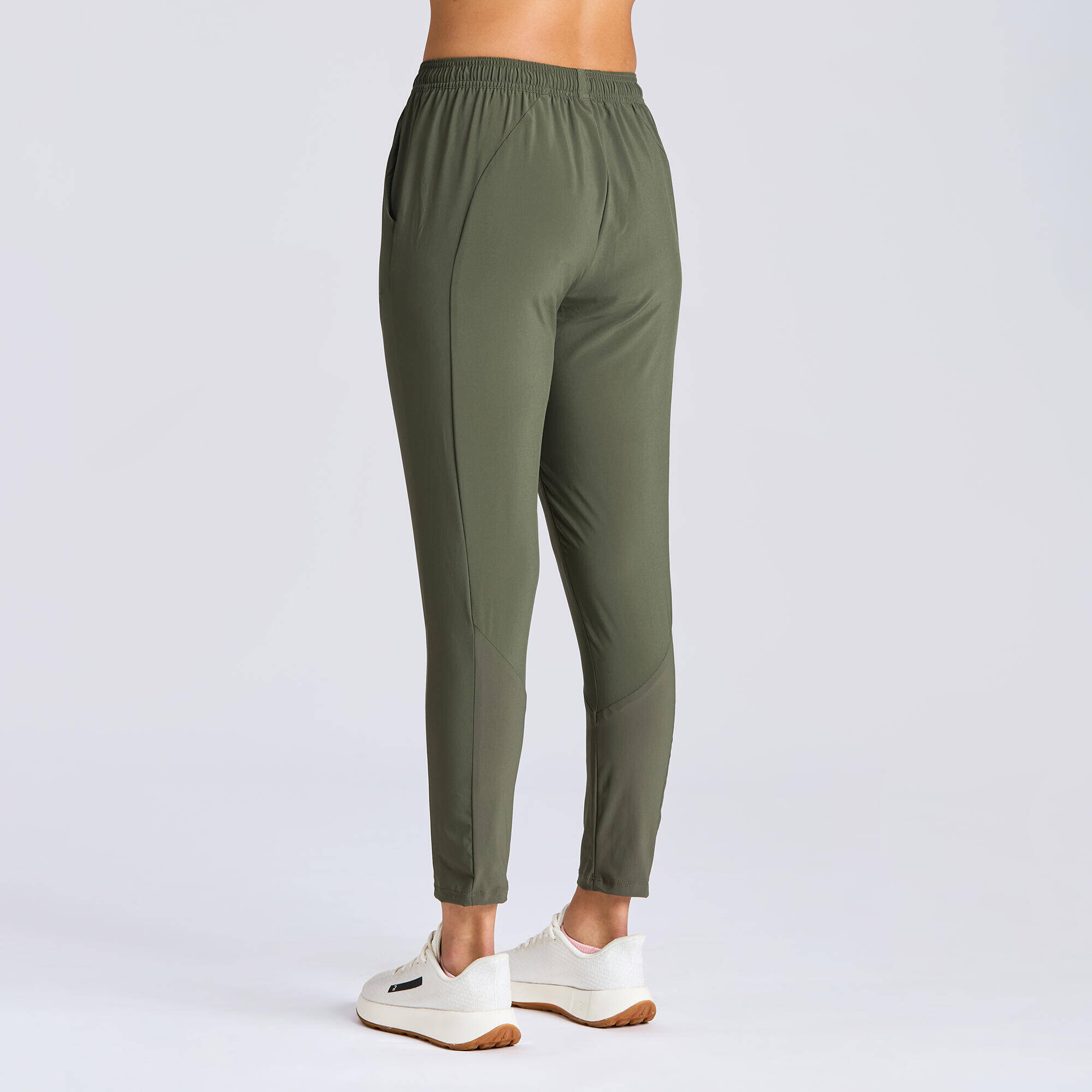 Long Breathable Mid-Waist  Run 100 Trousers for Women  - Khaki Green -  3