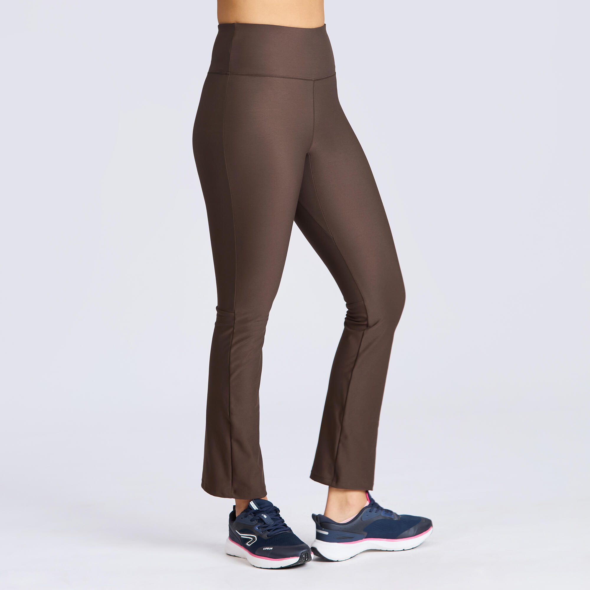 Women Gym Trackpants, Flared and Stretchable, Quick Dry, Opaque Fabric - Brown