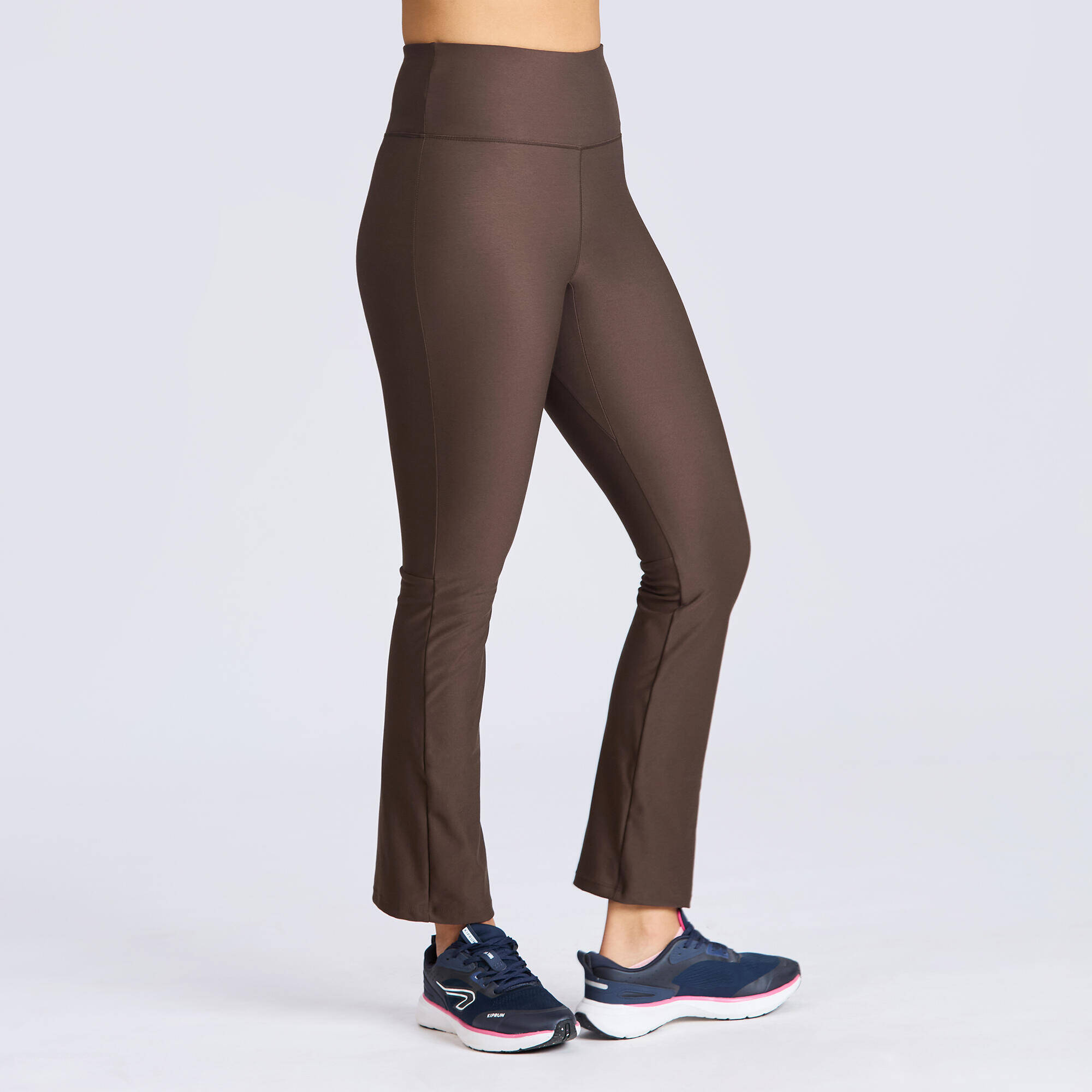 Women Gym Trackpants, Flared and Stretchable, Quick Dry, Opaque Fabric - Brown -  2