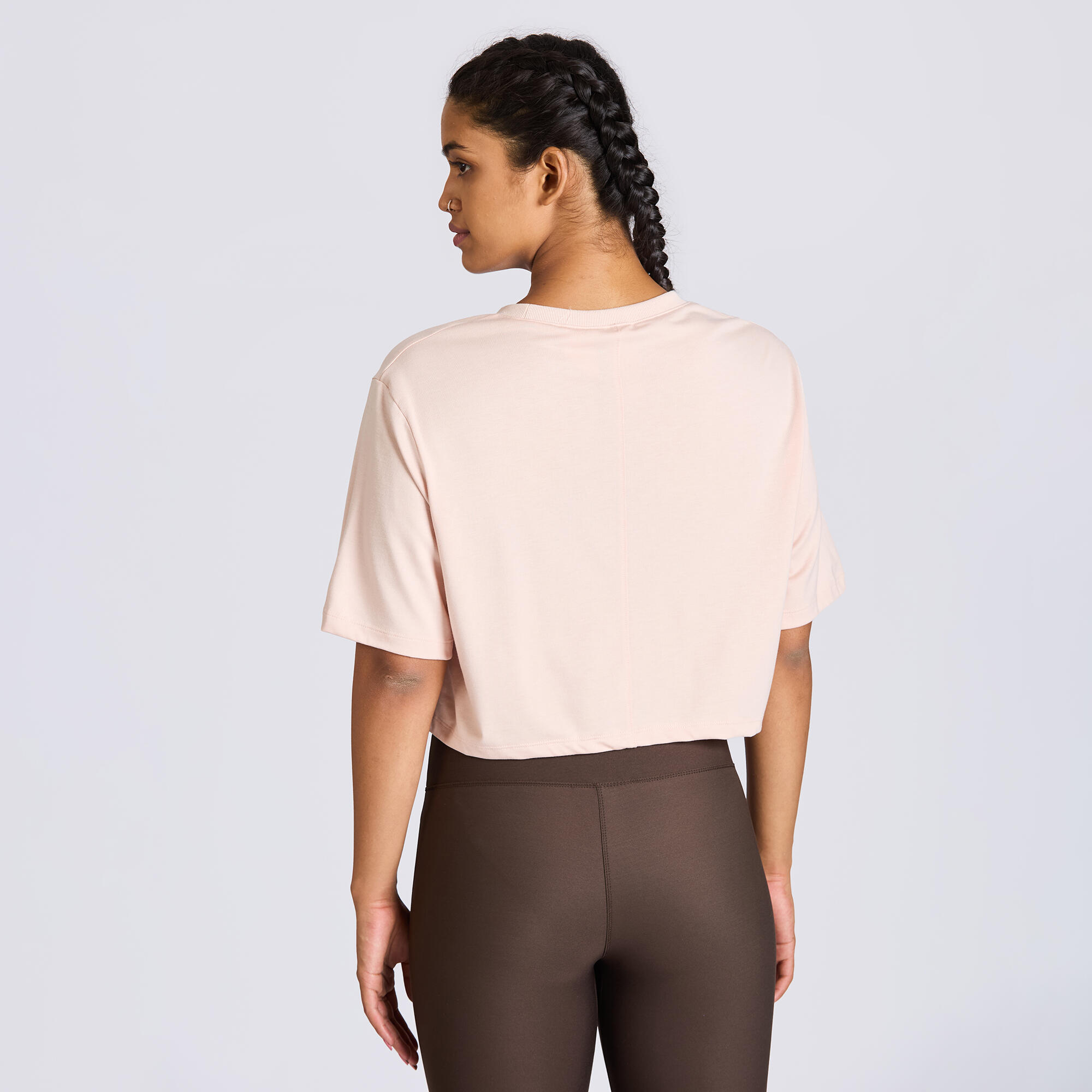 Women's Cropped Printed T-Shirt 520 - Light Medium Pink