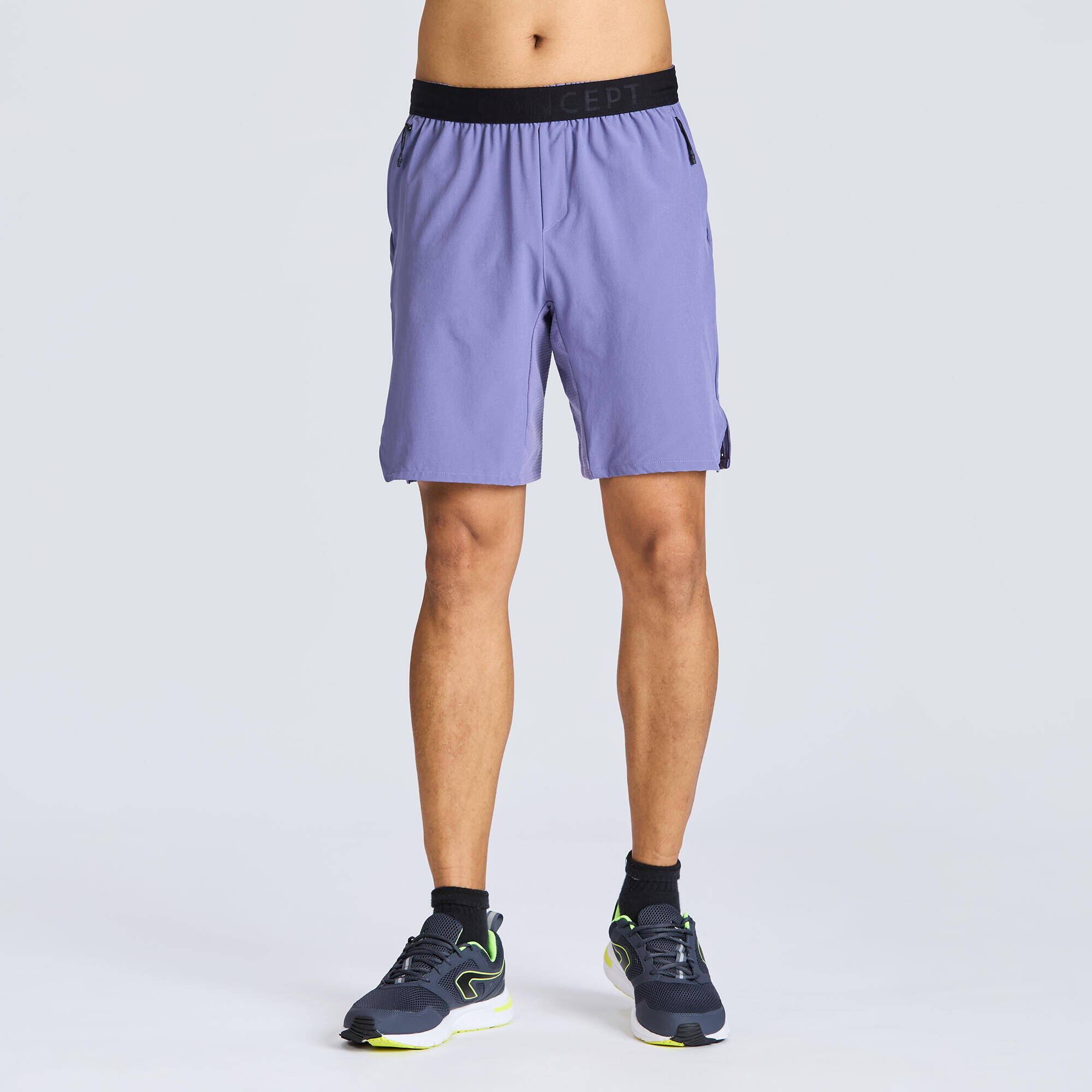Men's Low waist Training Shorts with 2 Pockets & Elasticated Belt - Foggy Purple