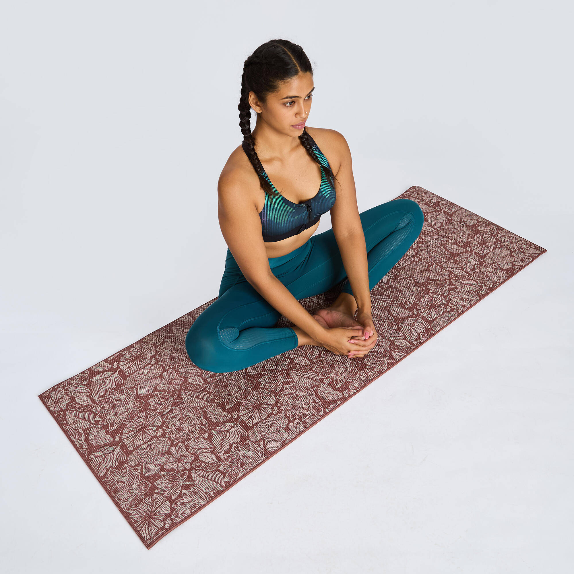 8 mm Grippy and Comfortable Gentle Yoga Mat - Beige/Brown Print -  5