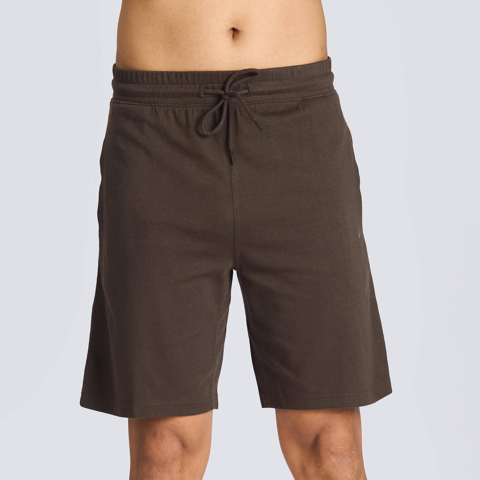 Men's Plain Regular Shorts with Adjustable Strings 500 - Ebony Brown