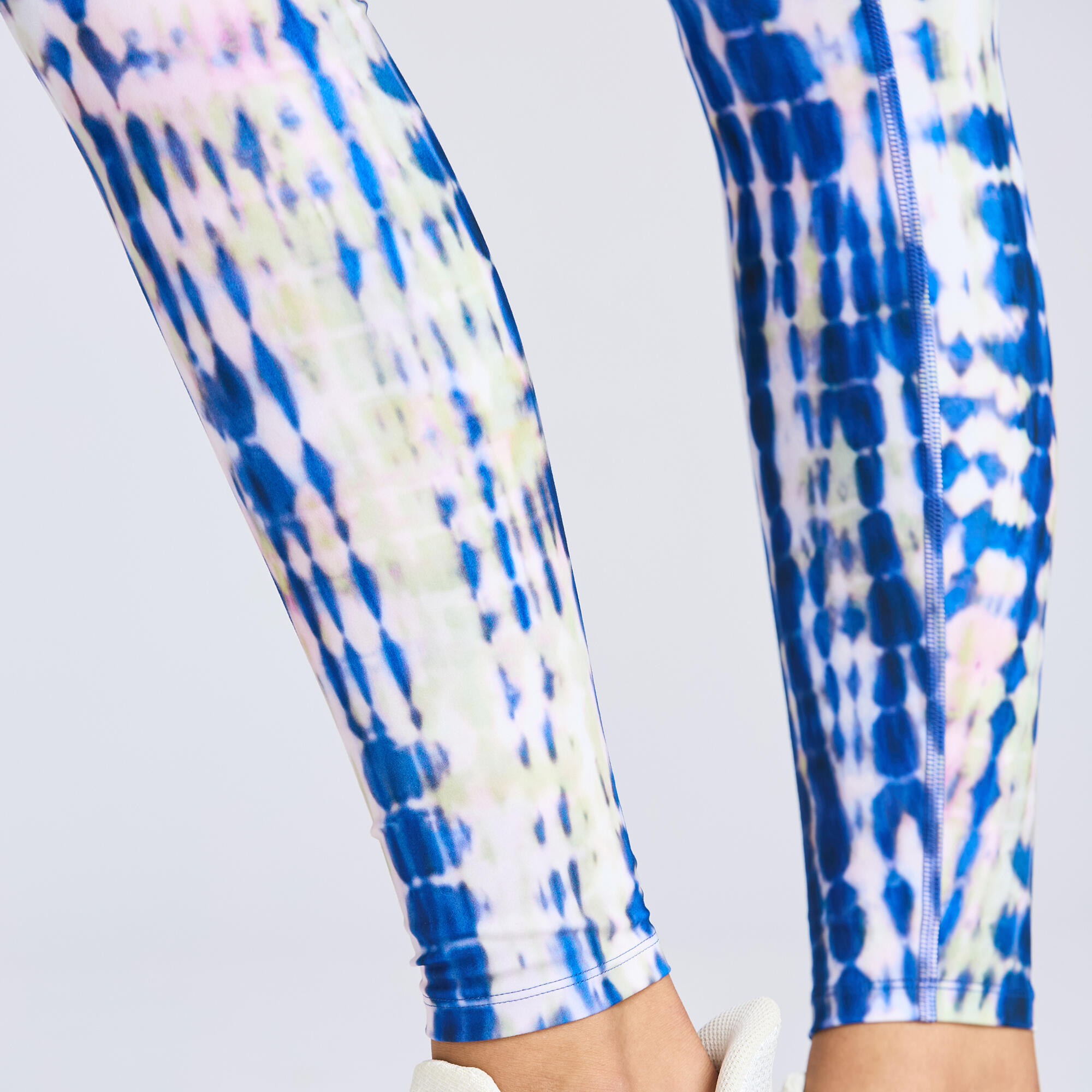 Women's Long Printed Highwaist Leggings - White/Blue