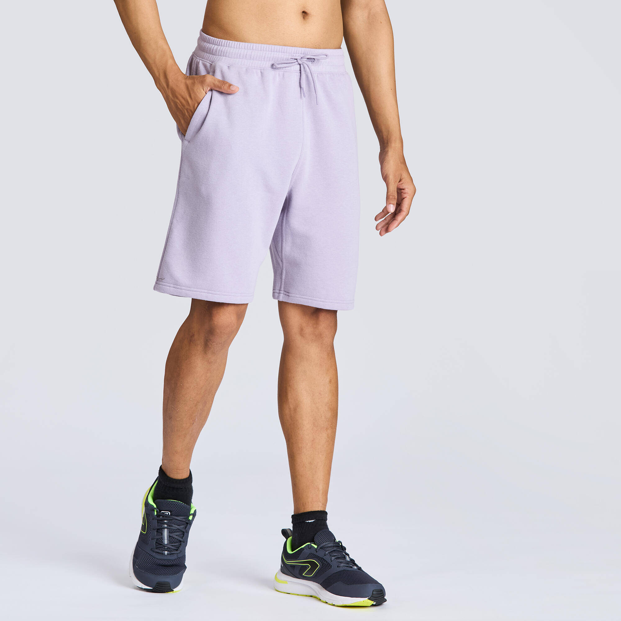 Men's Regular Fleece Shorts with Adjustable Strings 500 - Smoked Purple -  2
