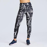 Women's High-waist Printed Fitness Leggings Run 500 - Black