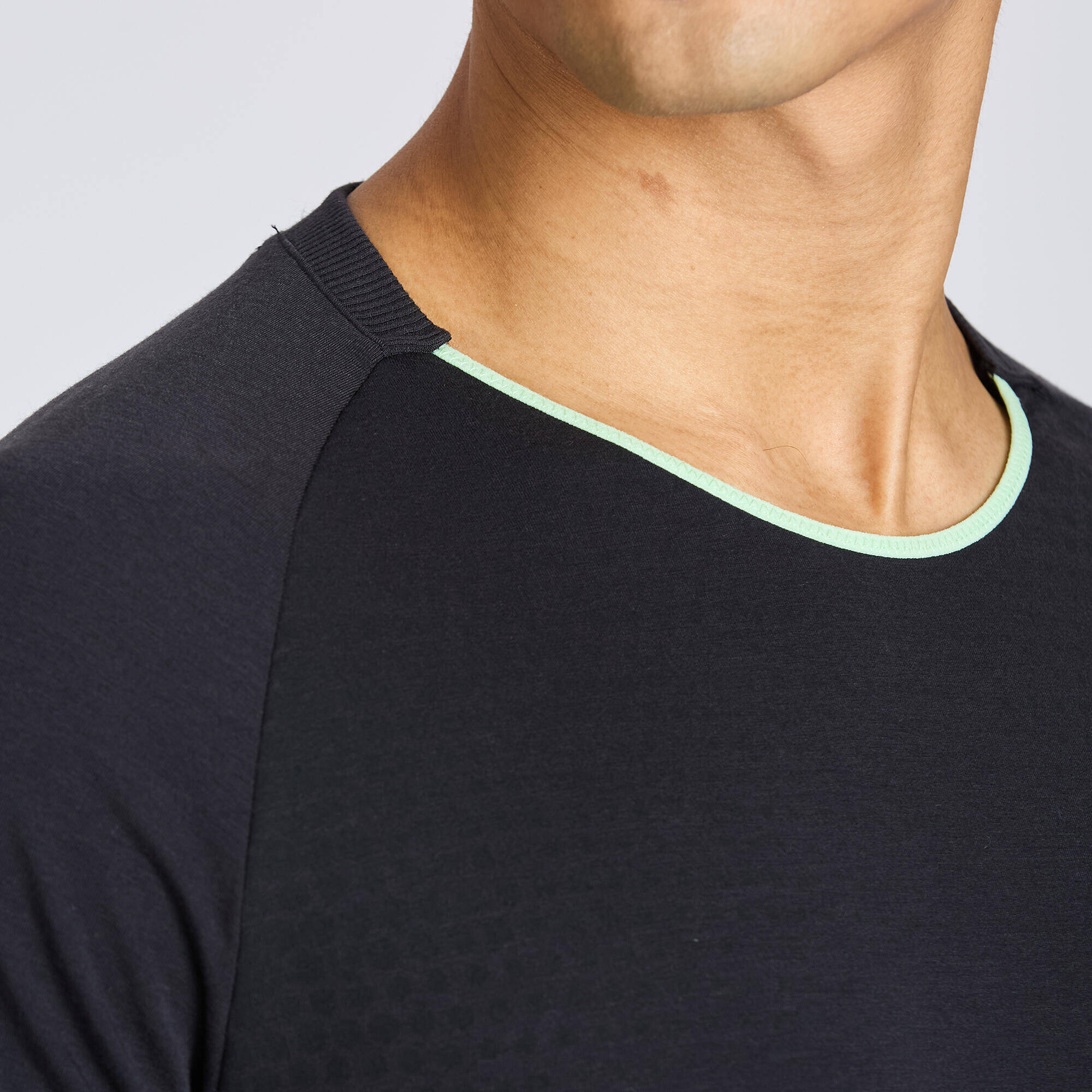 Crew Neck Breathable Plain T-Shirt for Men - Smoked Black -  3