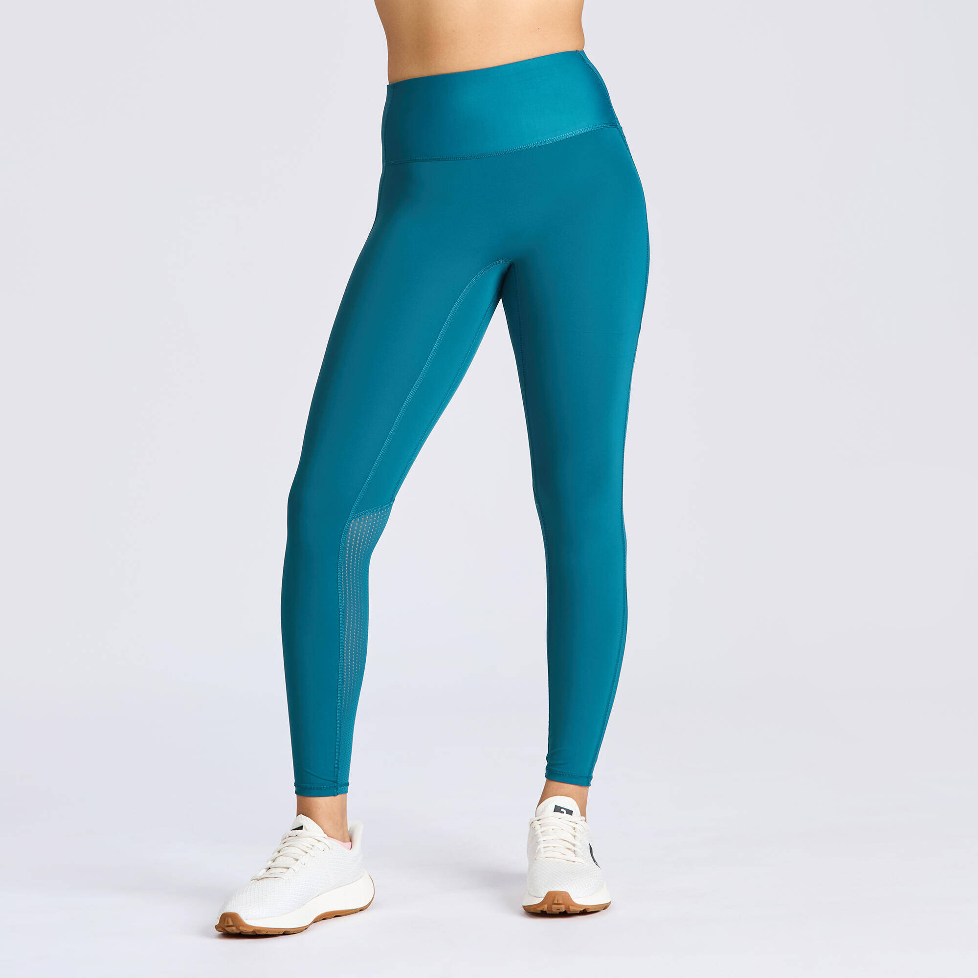 Women's High-waist Elasticated Fitness Leggings 500 A - Teal green