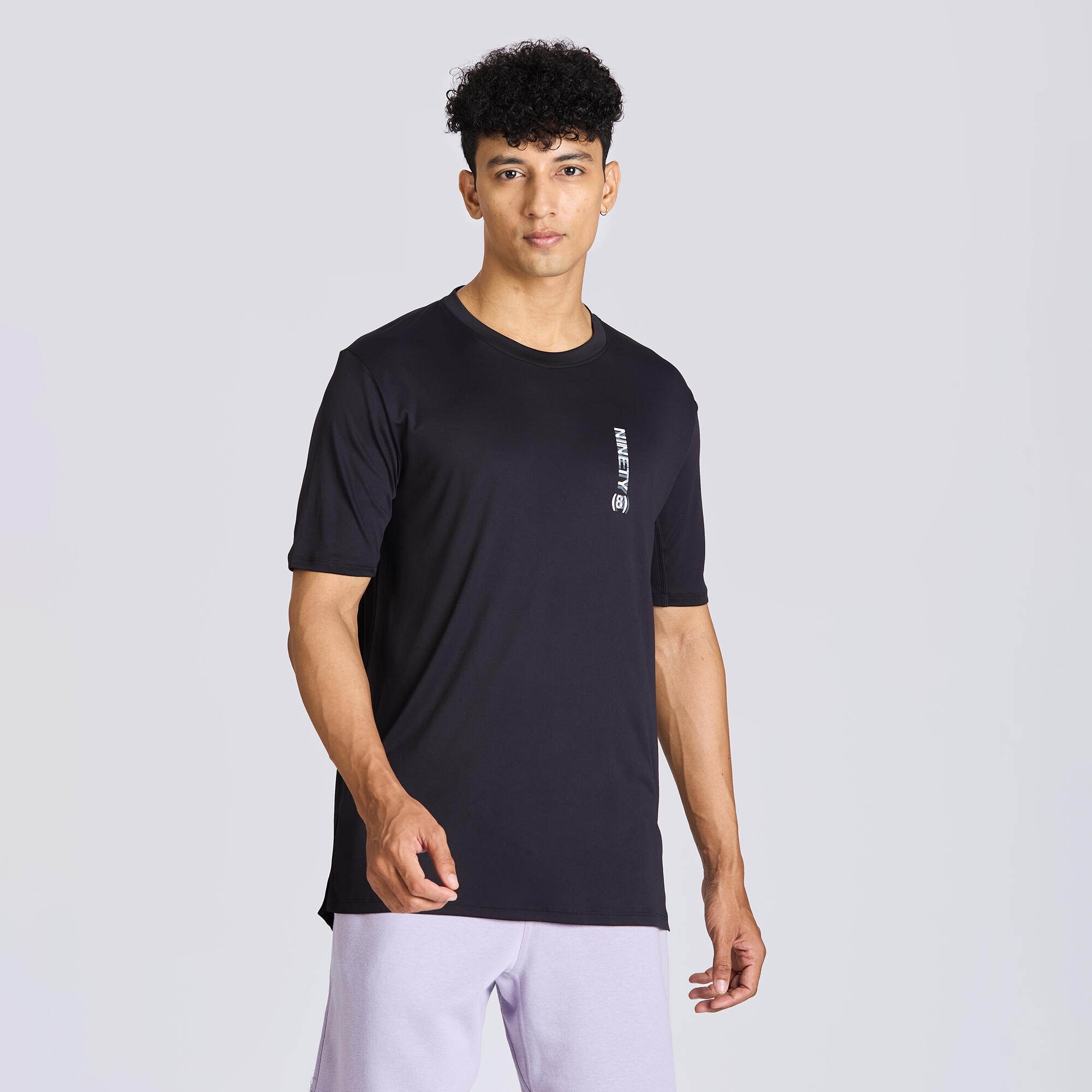 Men's Short-Sleeved Crew Neck Breathable Fitness T-Shirt - Black