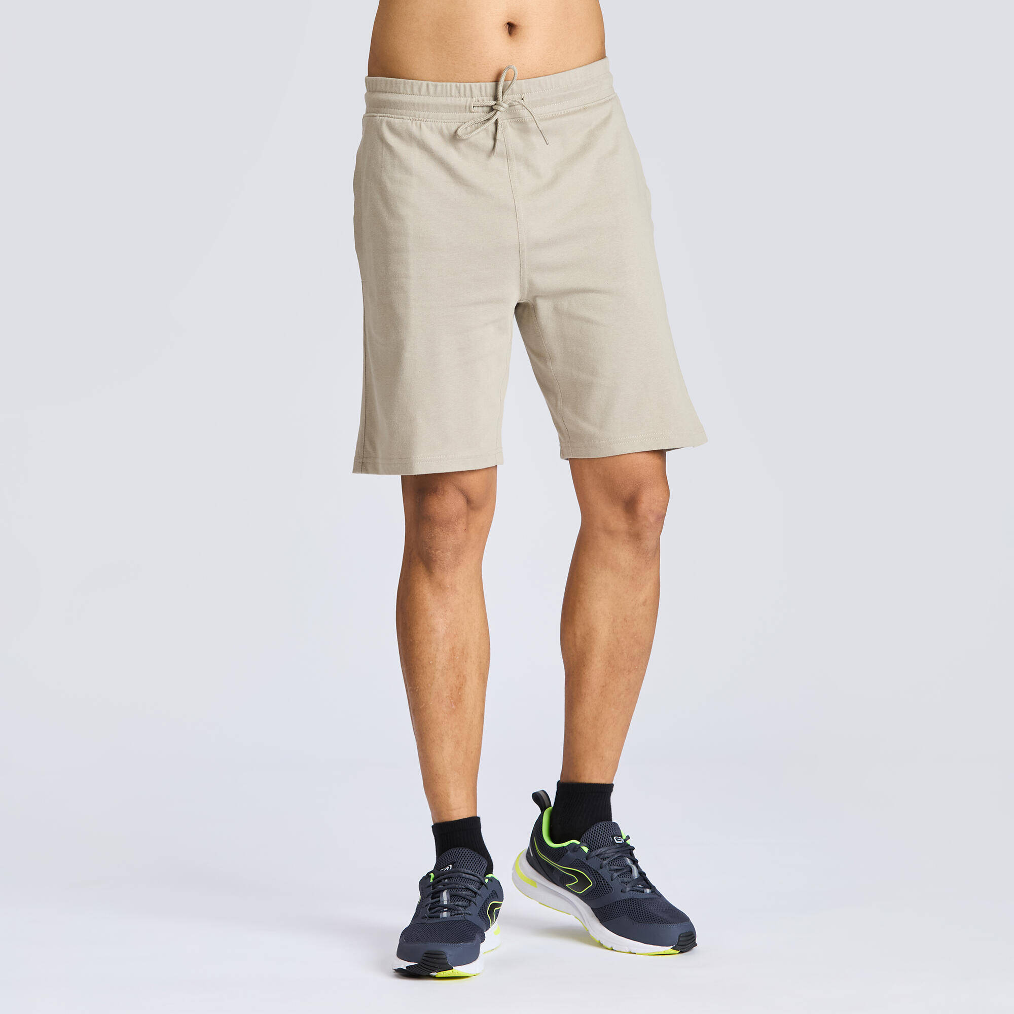 Men's Regular Fleece Shorts with Adjustable Strings 500 - Cashmere Beige