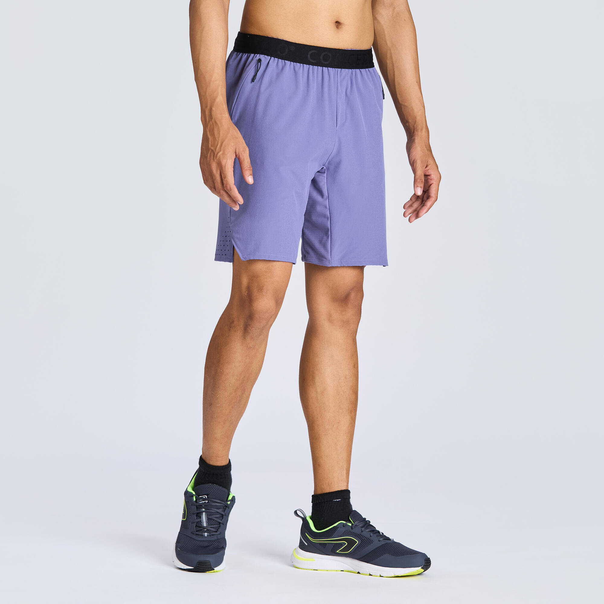 Men's Low waist Training Shorts with 2 Pockets & Elasticated Belt - Foggy Purple -  3