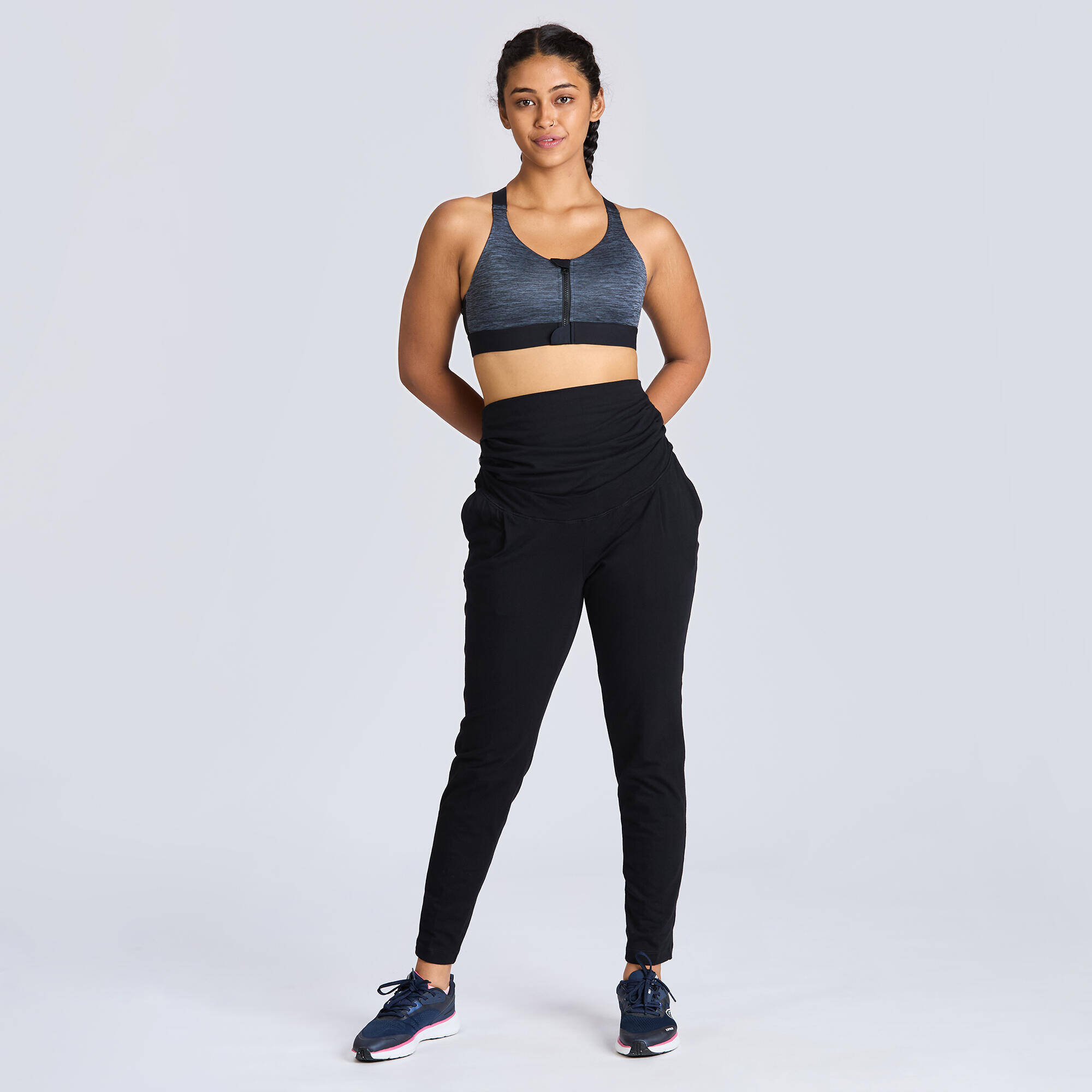 Dynamic Yoga Maternity Leggings 500 - Graphite Black -  2