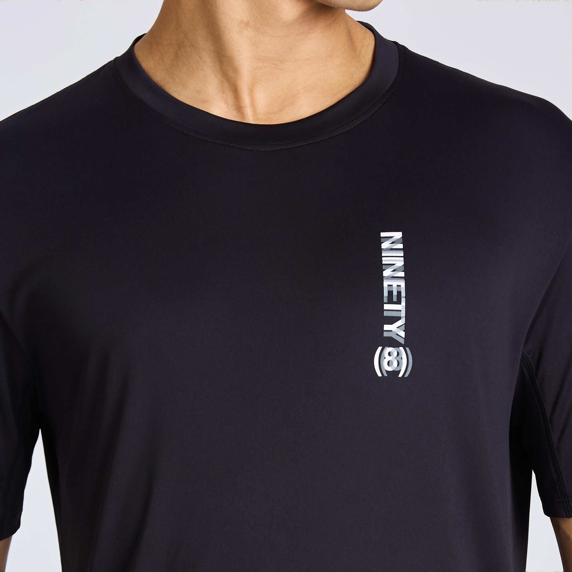 Men's Short-Sleeved Crew Neck Breathable Fitness T-Shirt - Black