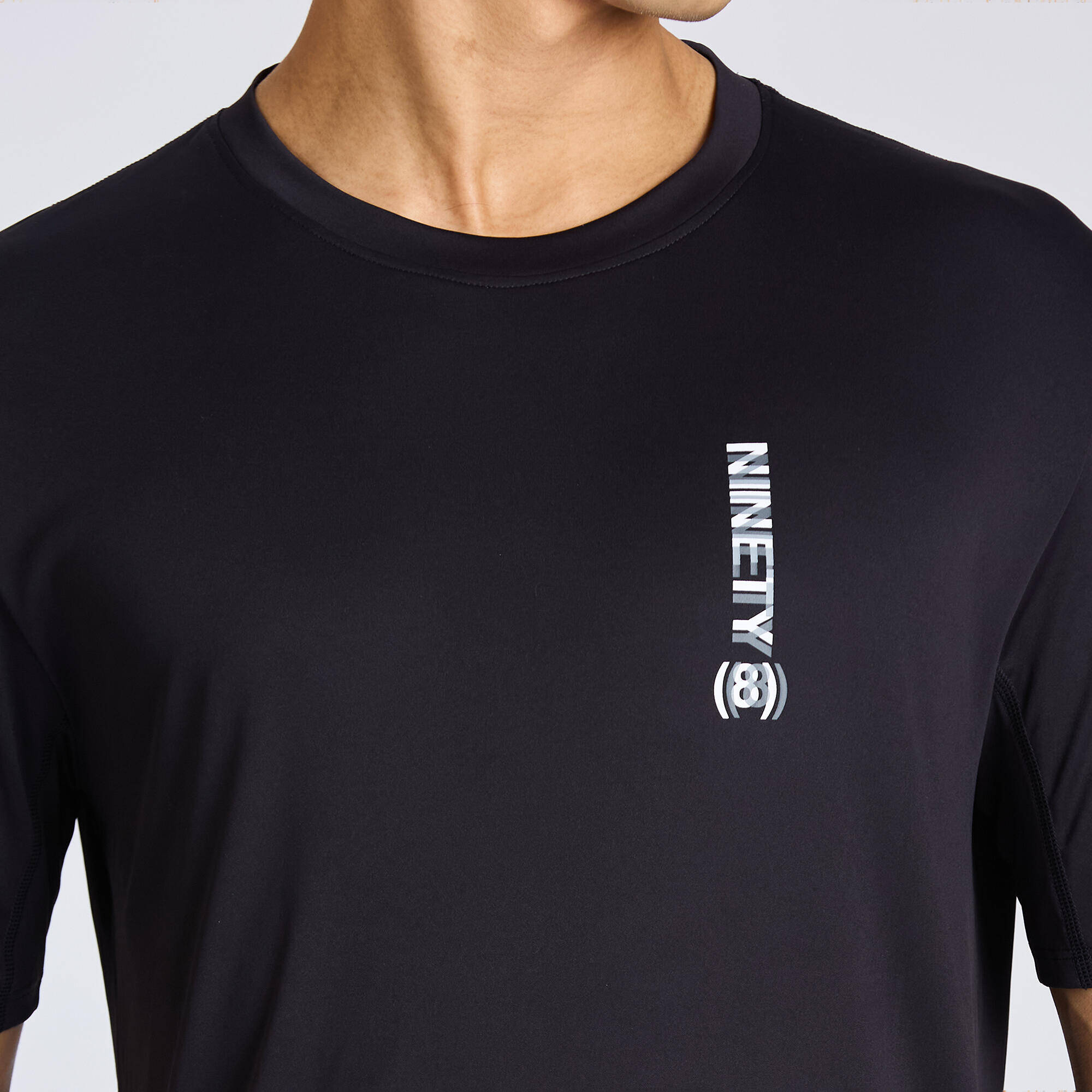 Men's Short-Sleeved Crew Neck Breathable Fitness T-Shirt - Black -  4