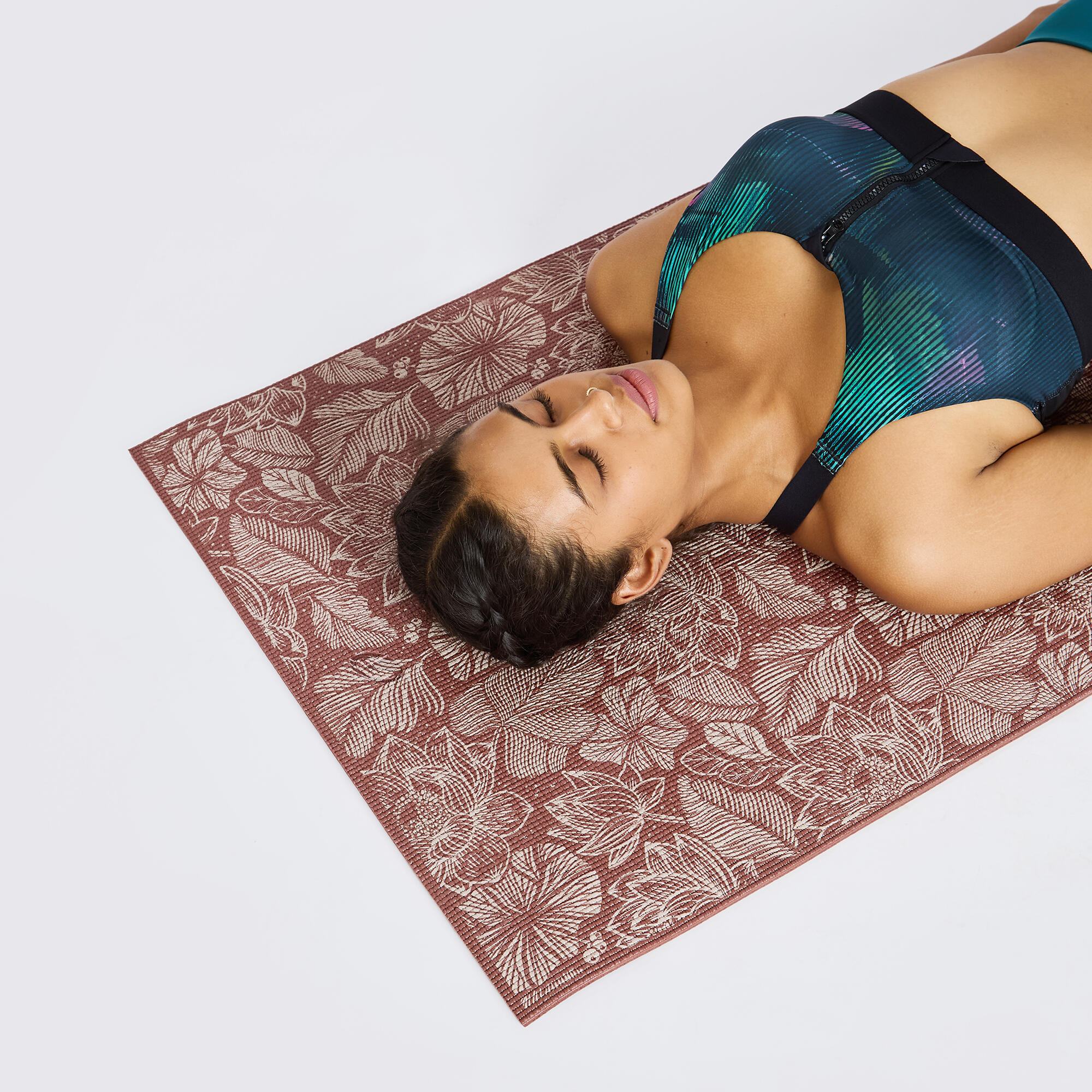 8 mm Grippy and Comfortable Gentle Yoga Mat - Beige/Brown Print