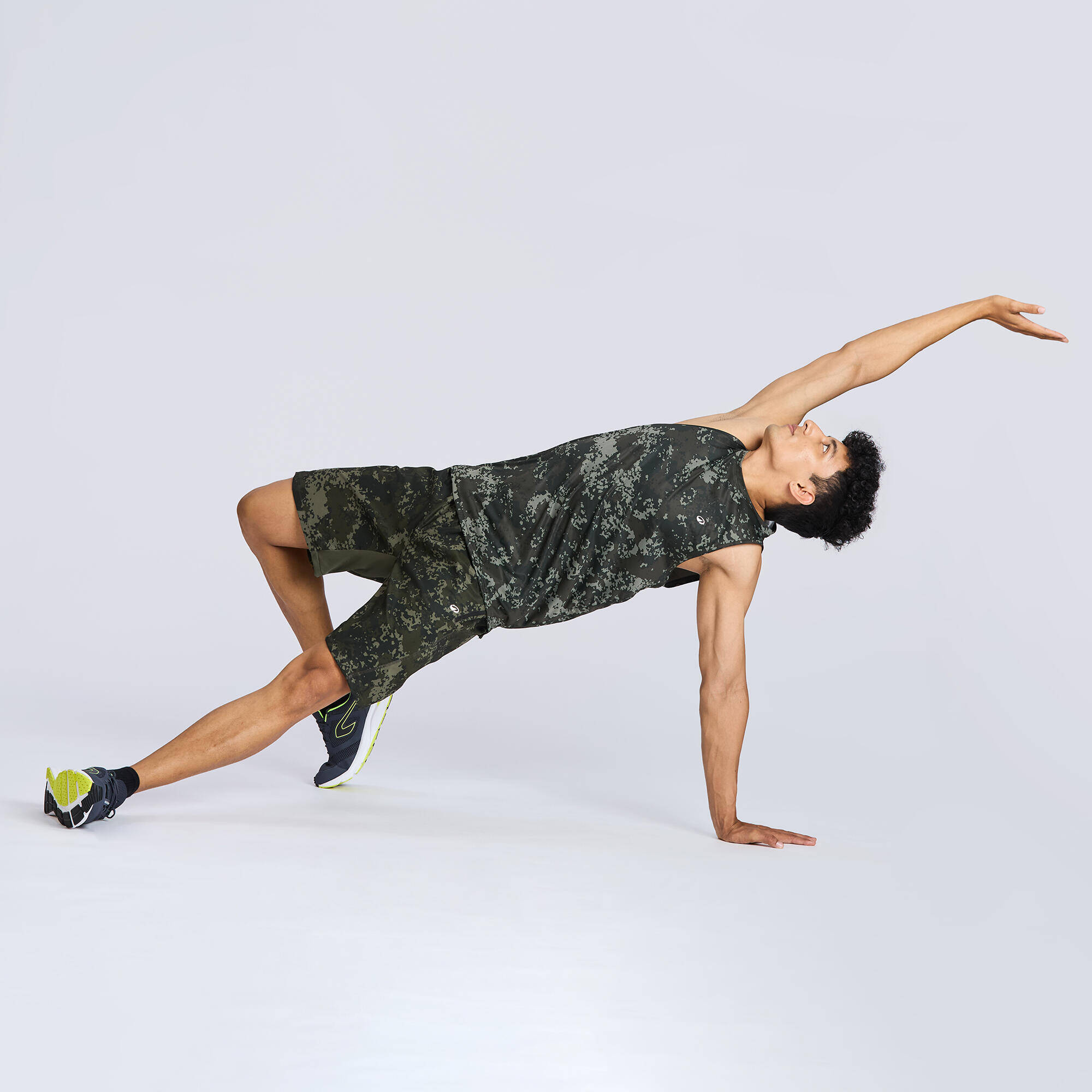 Men Gym Shorts Stretchable, Quick Dry with Zip Pockets - Khaki -  2