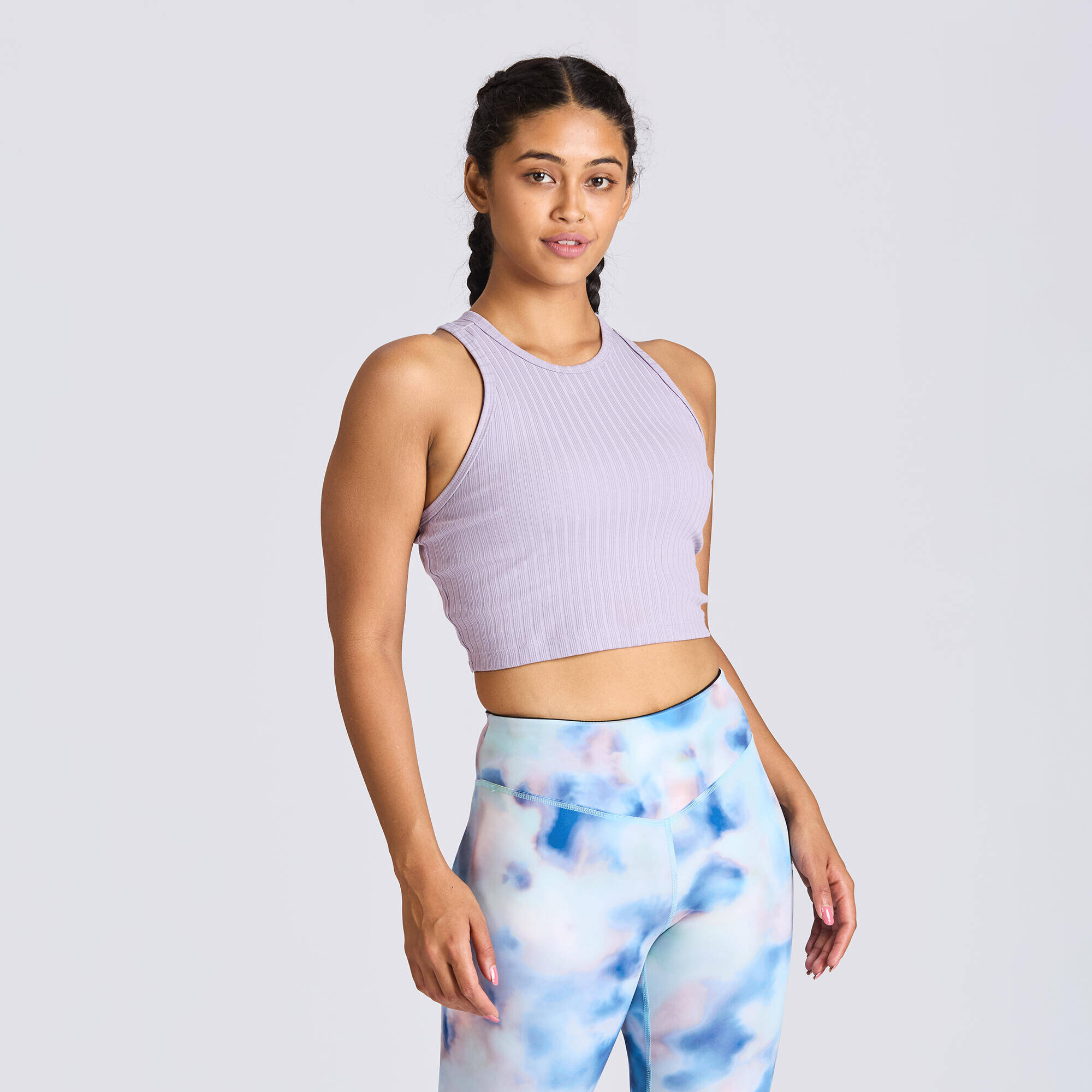 Women's Cropped Fitness Tank Top 520 - Smoky Purple -  1