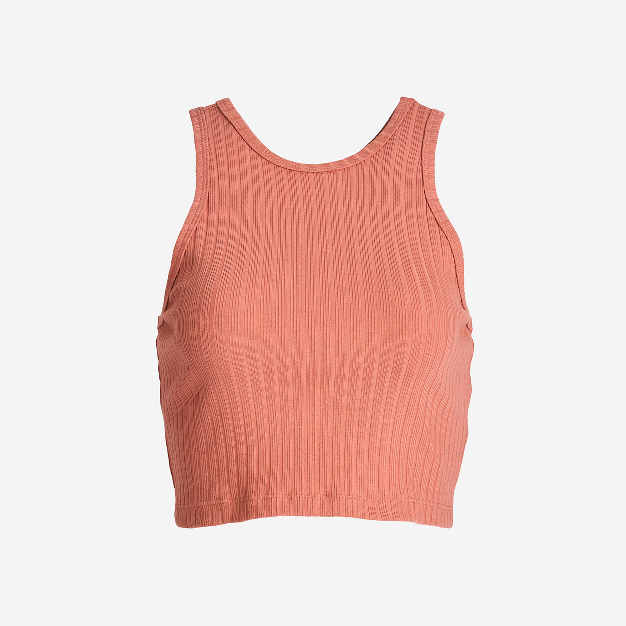 Women's Crew Neck Cropped Tank Top 520 - Sepia Brown