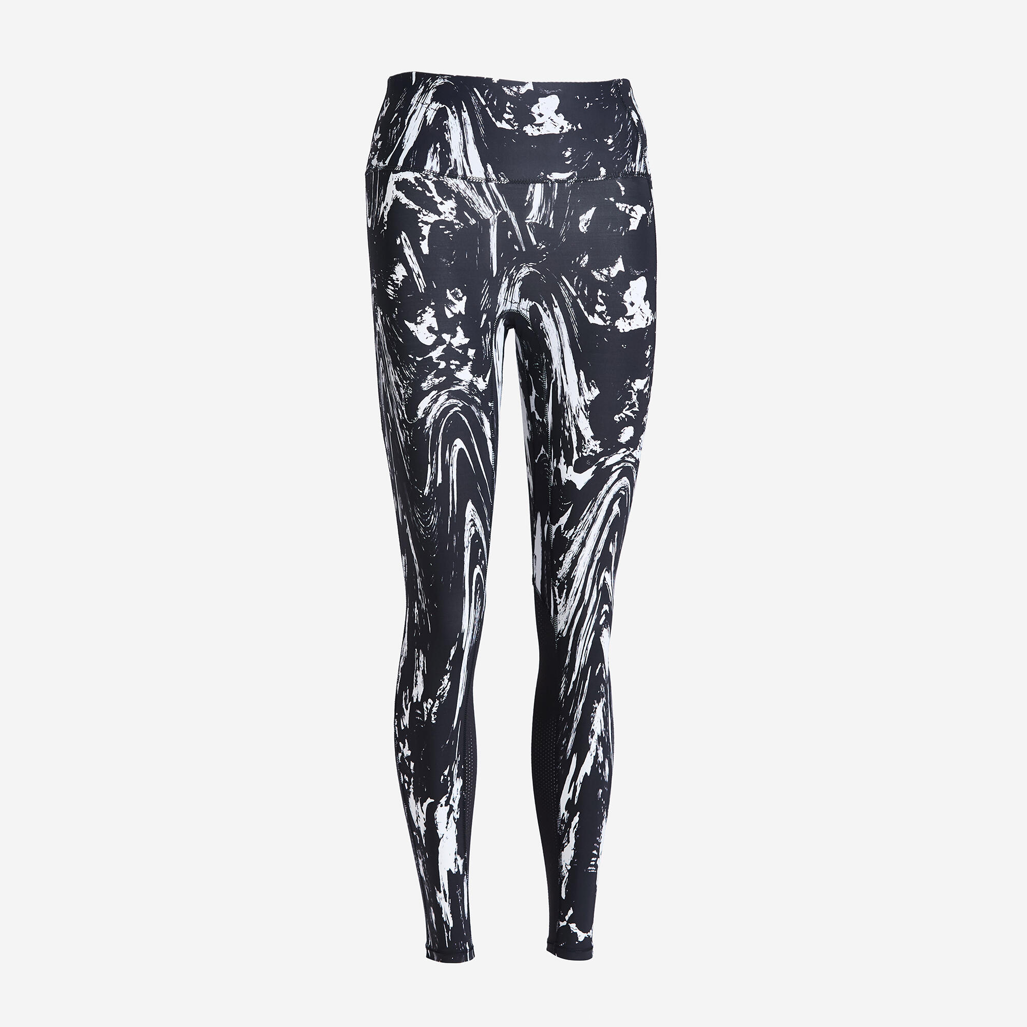 Women's High-waist Printed Fitness Leggings Run 500 - Black