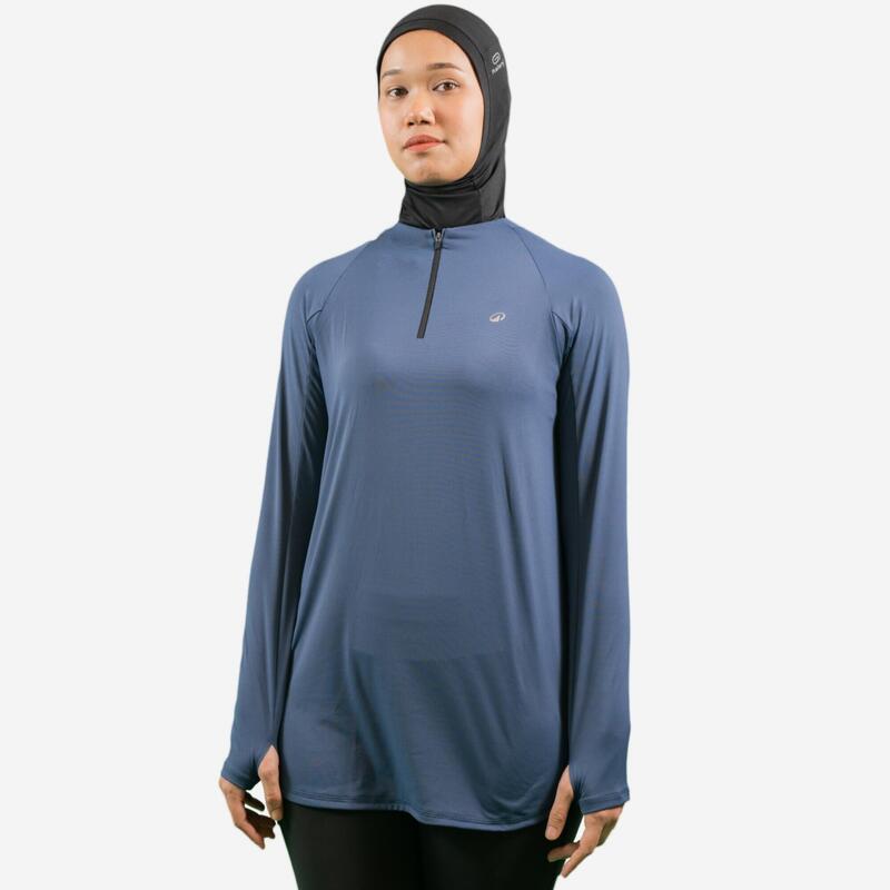 Kadın Uzun Kollu Spor Tişörtü - Mavi - 150