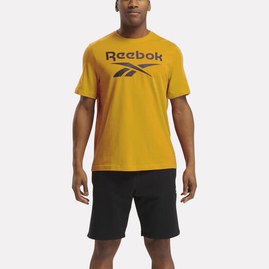 T-shirt Reebok uomo palestra regular fit cotone blu con logo