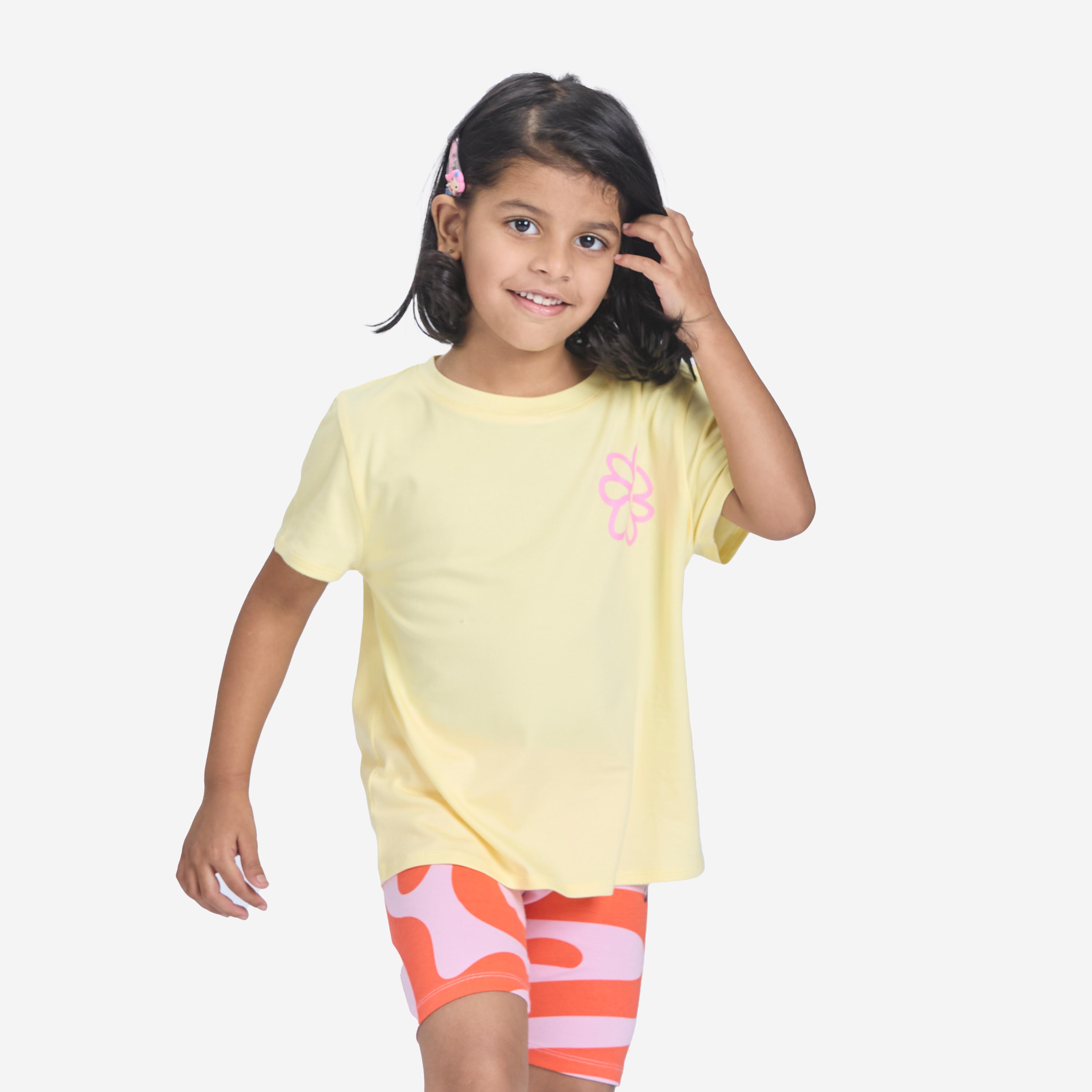 Girls Multisport Cotton T-Shirt Run 500 - Pale Yellow image