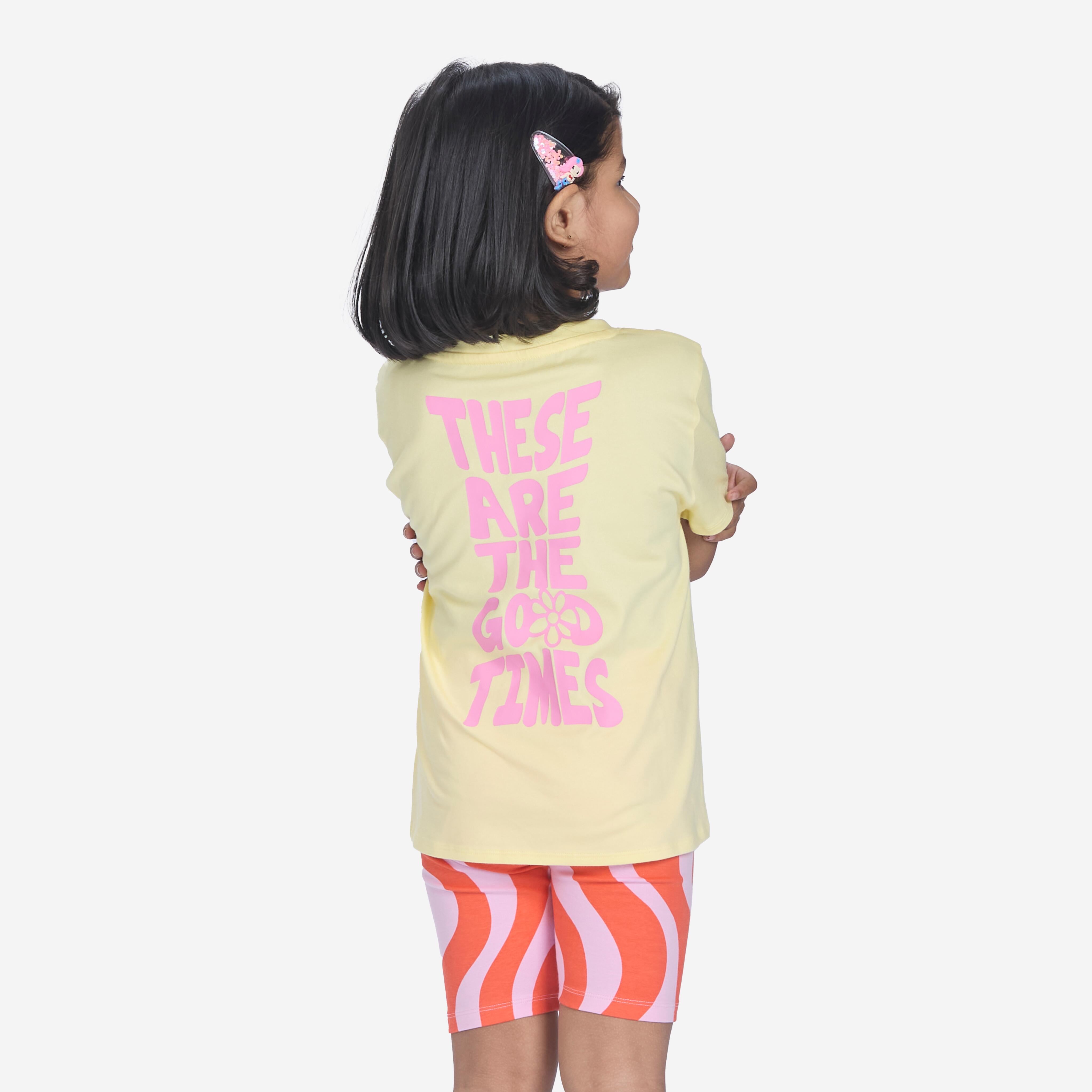 Girls Multisport Cotton T-Shirt Run 500 - Pale Yellow
