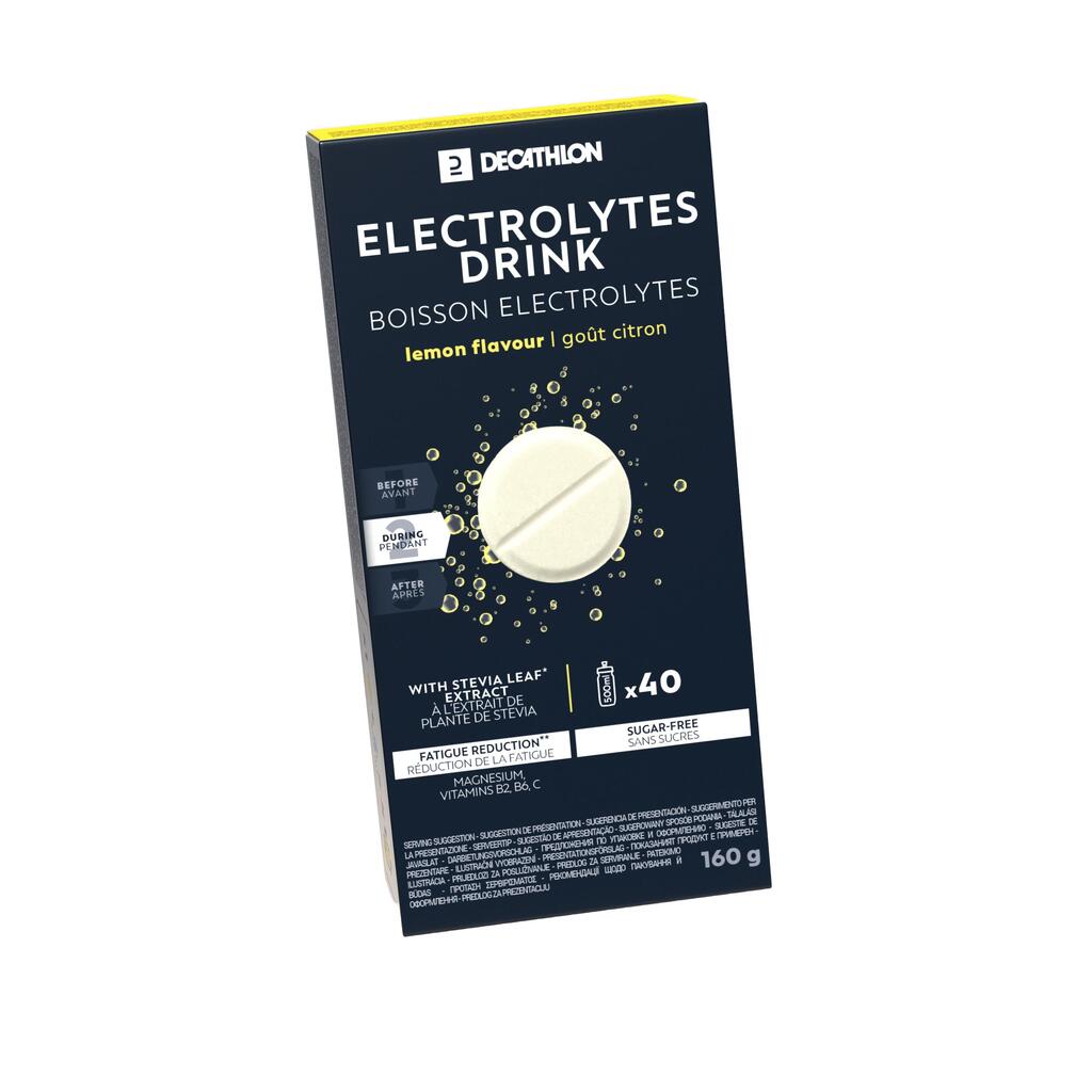 Sugar-free electrolyte drink in lemon-flavoured effervescent tablets, x40