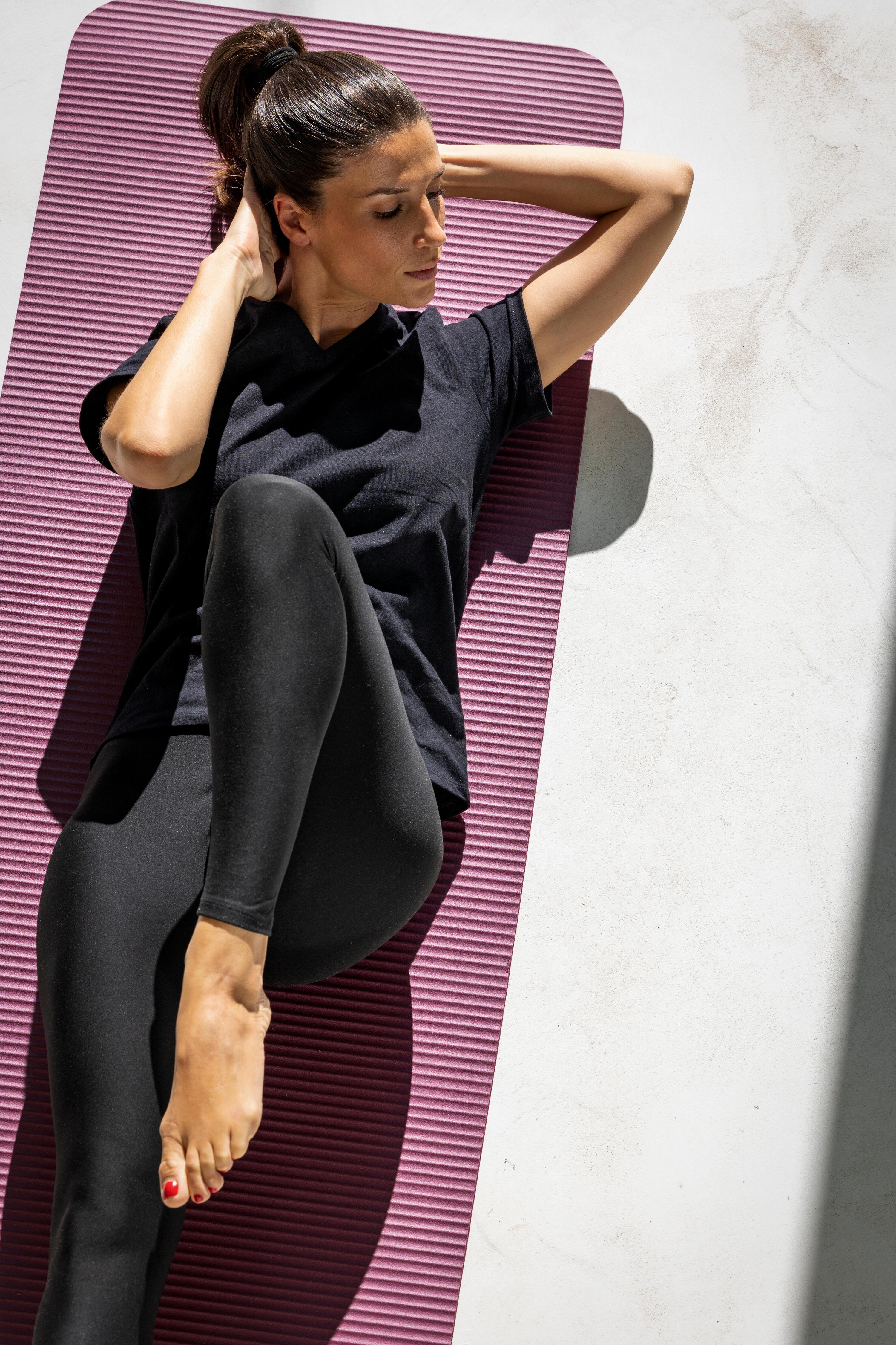 Mallas Leggings Tiro Alto Fitness Mujer 100 Negro 7/9