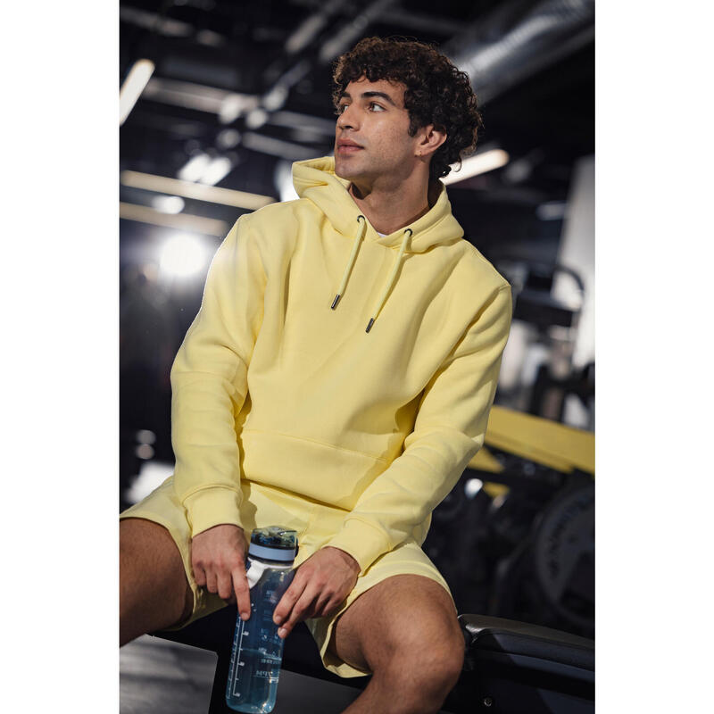 Sweat à capuche de fitness homme, jaune
