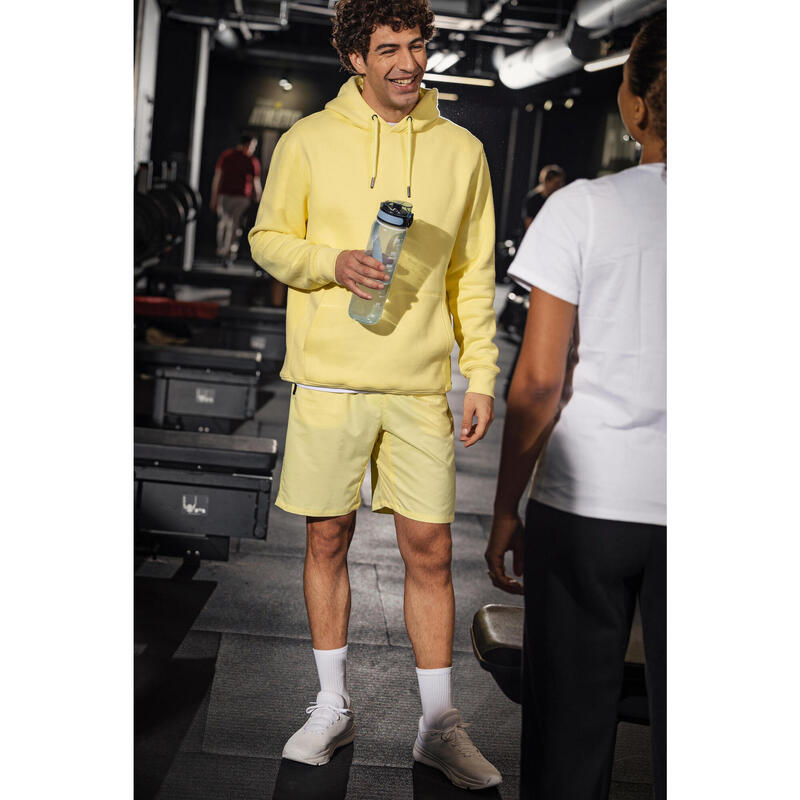 Sweat à capuche de fitness homme, jaune